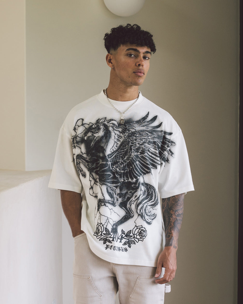 404 Pegasus Vintage T-Shirt for Men & Women - Soft Cotton Retro Graphic Tee - Off White - Perfect for Casual Wear, Street Style & Vintage Lovers