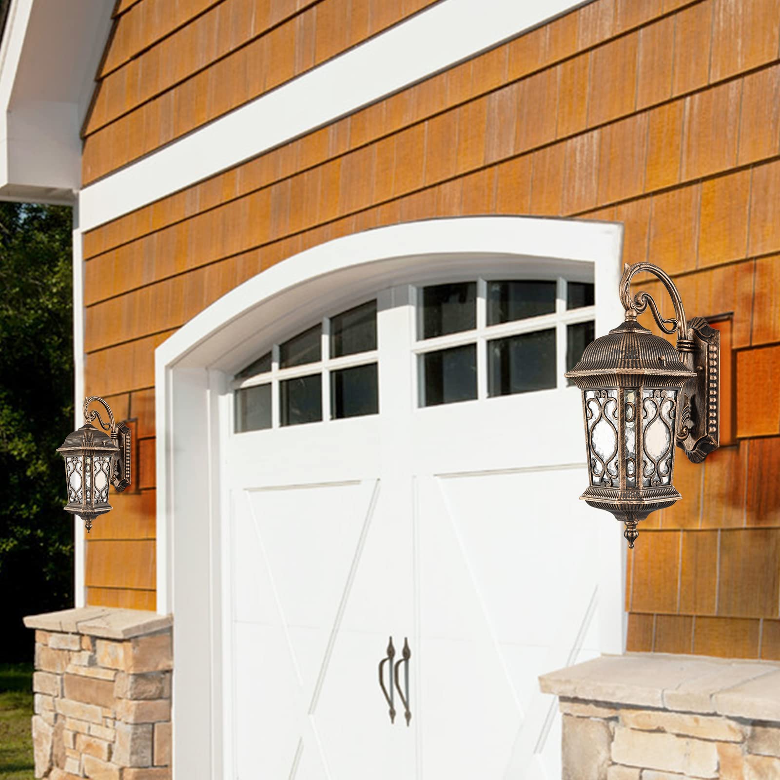 Waterproof Outdoor Wall Lights - IP65 Rated Exterior Porch Sconces with Glass Shade for Garage, Doorway & Patio | Weather-Resistant Lighting for Home Security & Curb Appeal