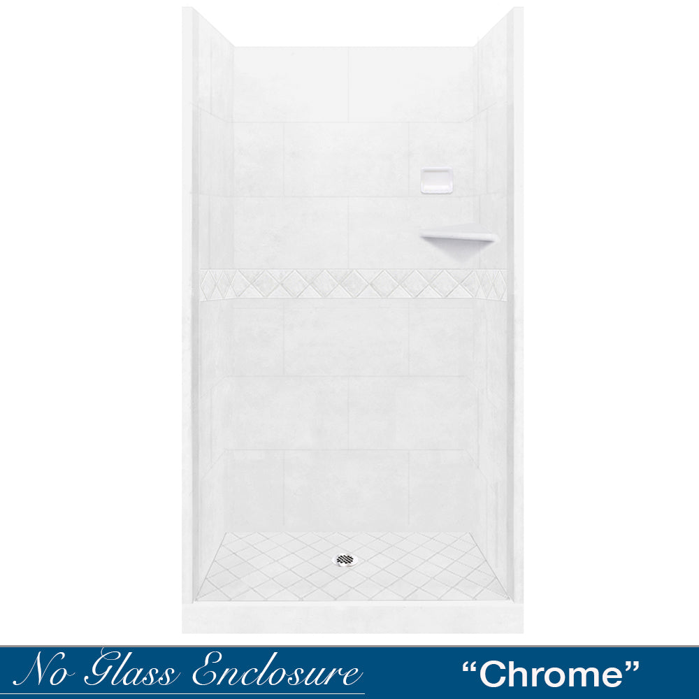 Alcove Natural Buff Sistine Stone & Diamond Stone Accent DIY Shower Remodel Kit - Easy Bathroom Upgrade for Home Renovation