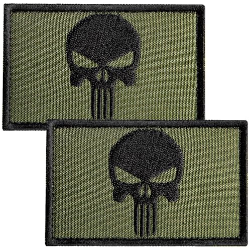 Black Skull on Olive Green (2Pcs)
