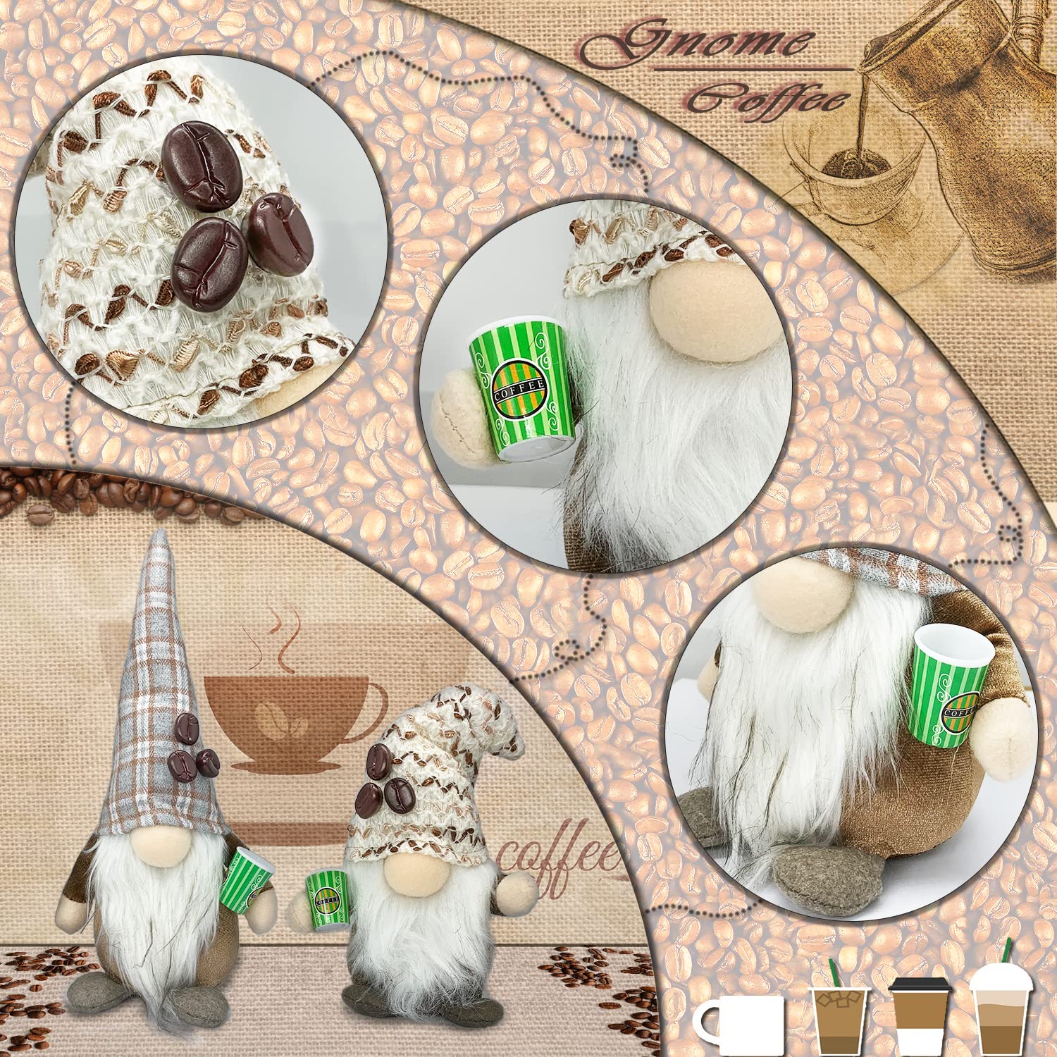 Handmade Coffee Gnomes - Rustic Espresso Decor for Barista & Kitchen