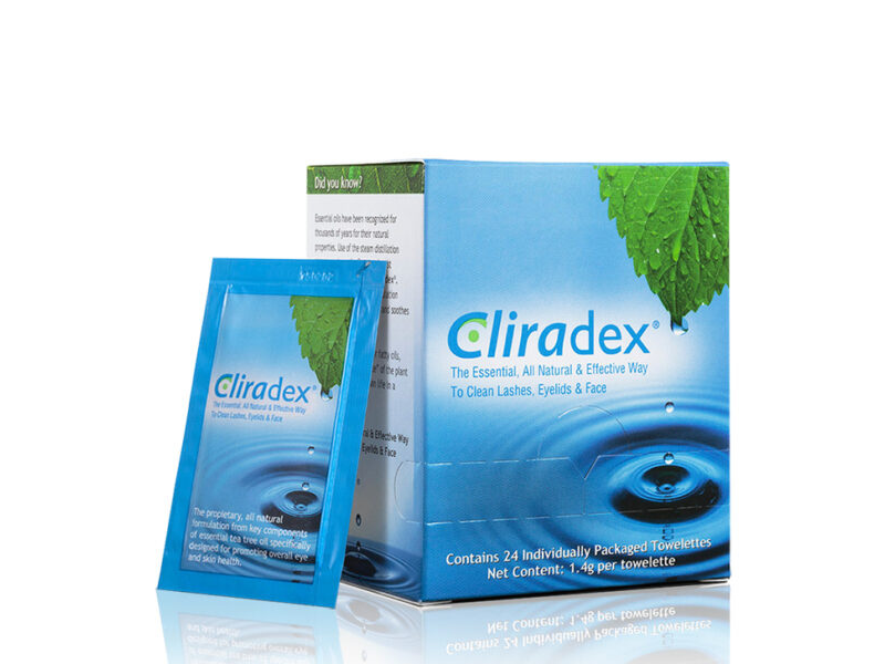 Cliradex Eyelid Cleansing Wipes (24 Count) - Gentle Tea Tree Oil Formula for Blepharitis, Dry Eyes & Eyelid Hygiene - Perfect for Daily Eye Care & Makeup Removal