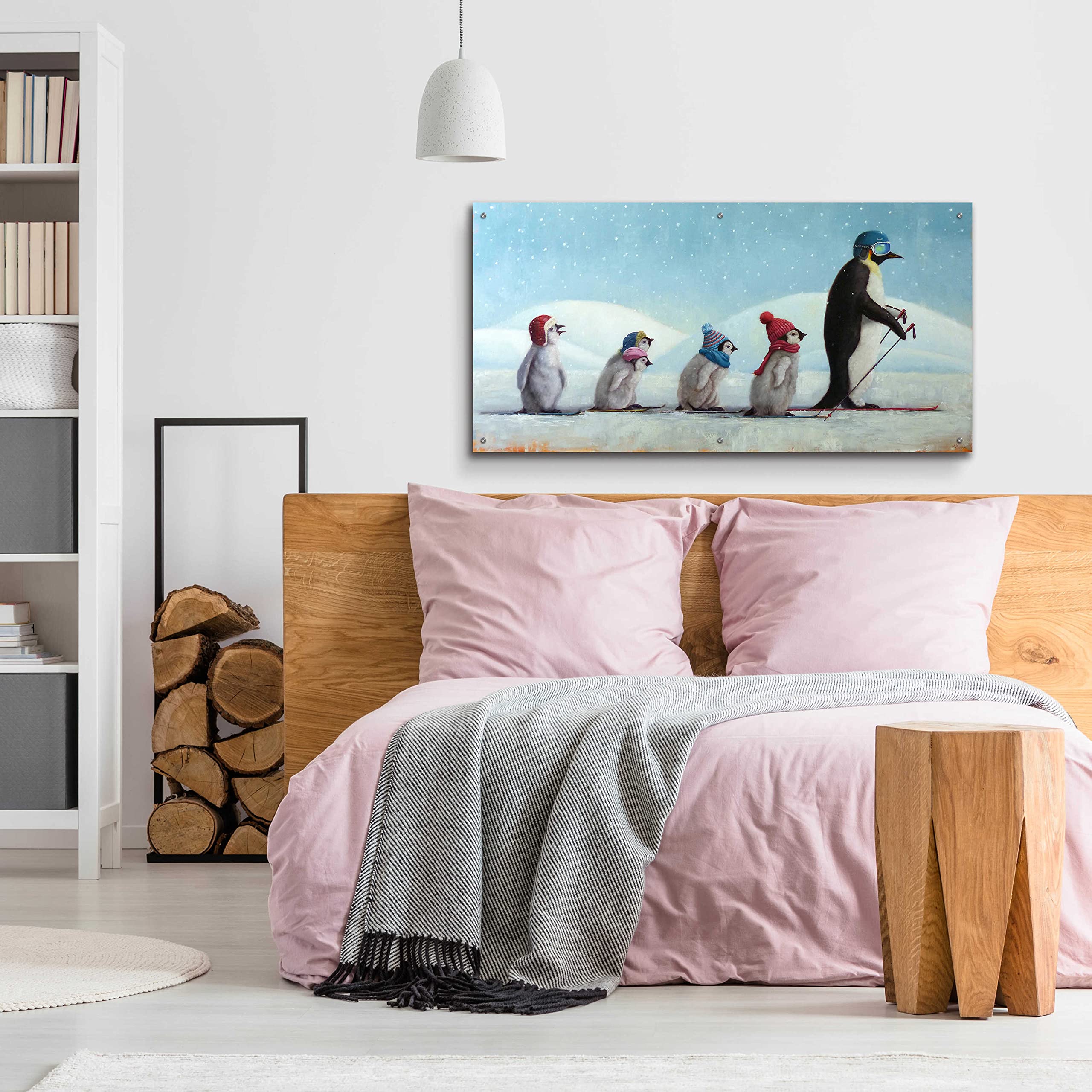 Lucia Heffernan 'Ski School' Acrylic Glass Wall Art - 48x24 Inches Modern Painting for Living Room, Bedroom & Office Decor | Winter Sports Theme Artwork