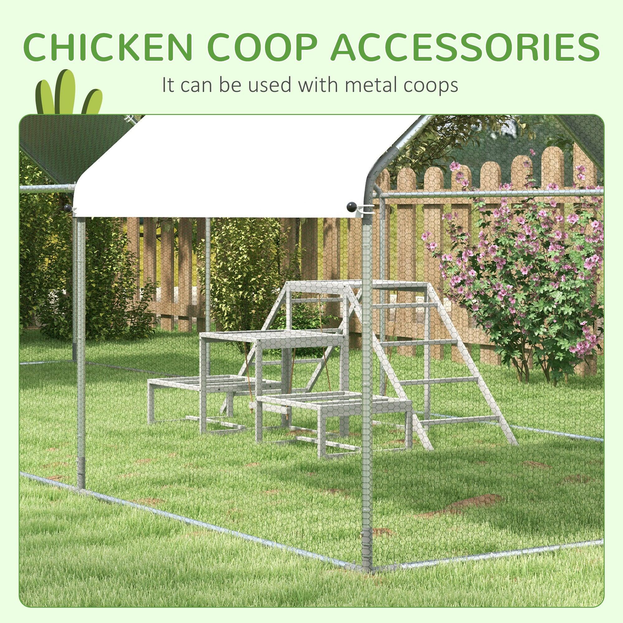 Chicken Swing Set for Coop - Poultry Toys with Wood Stand, Ladder & Platforms - Chicken Coop Accessories for 10-15 Chickens (Gray) - Perfect for Backyard Chicken Runs & Poultry Enrichment Activities