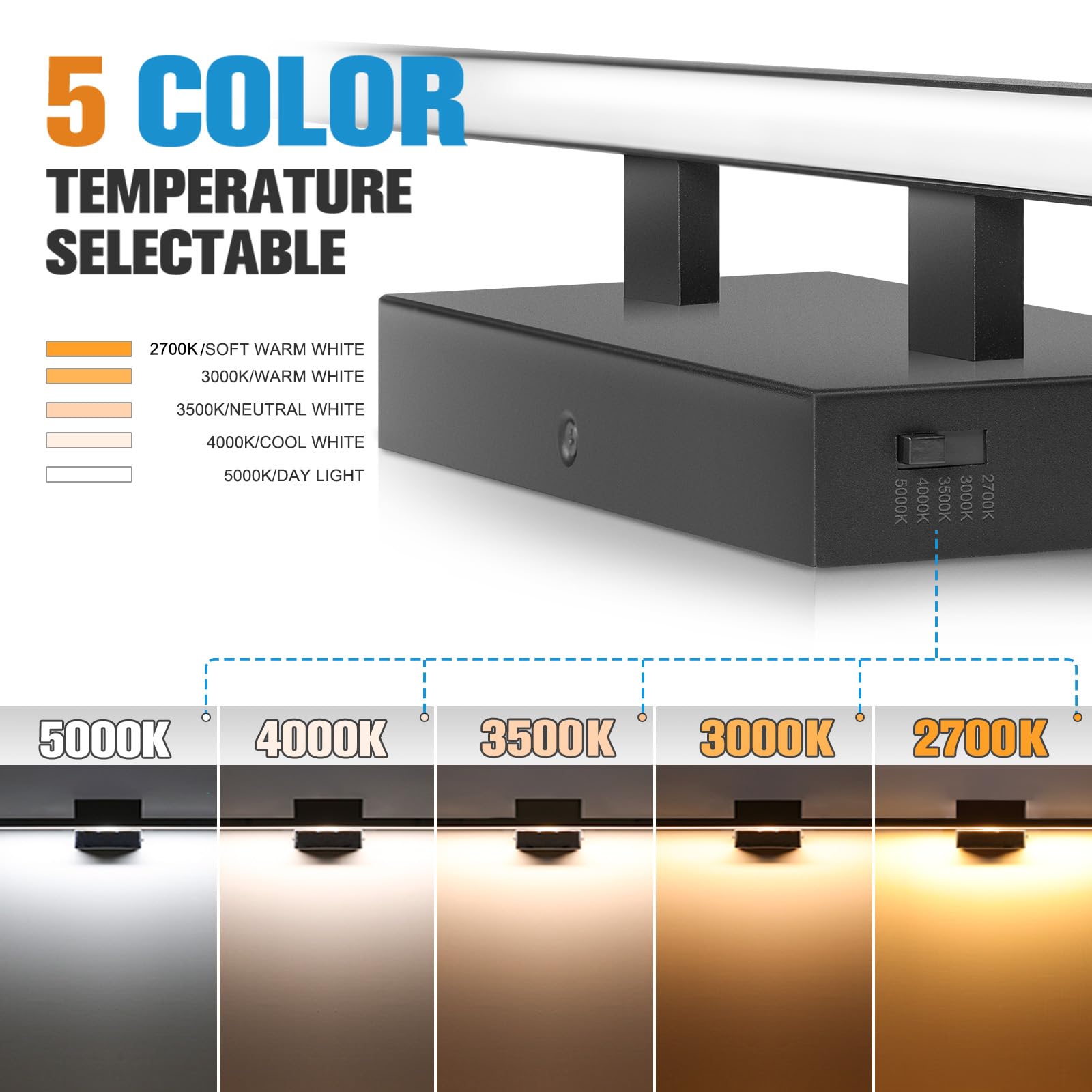 VOLISUN 48 Inch Modern Black LED Vanity Light Bar - 30W Dimmable 5CCT Bathroom Light Fixture for Mirror - ETL Certified - Perfect for Bathroom Makeup Vanity, Dressing Room & Spa Lighting
