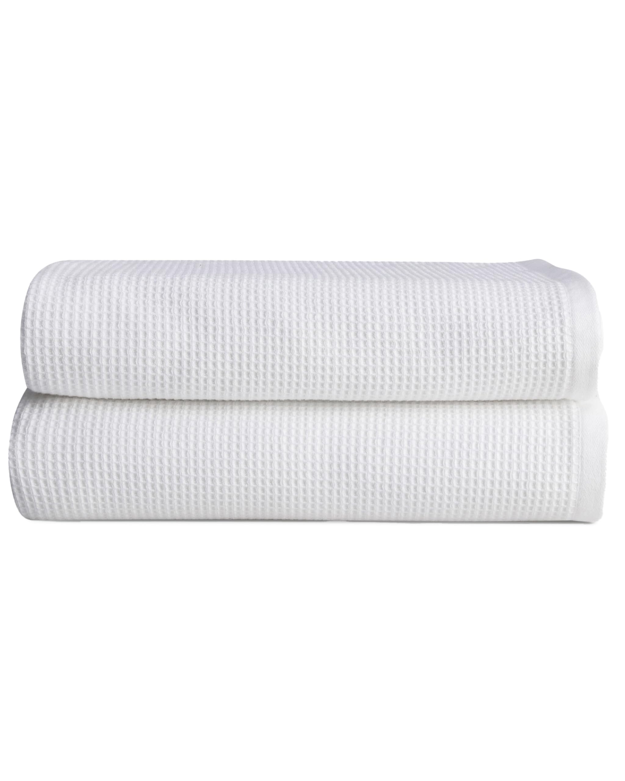 Luxury White Waffle Bath Sheets - Super Soft & Absorbent 100% Bamboo Towels for Spa, Hotel & Home Bathroom Use