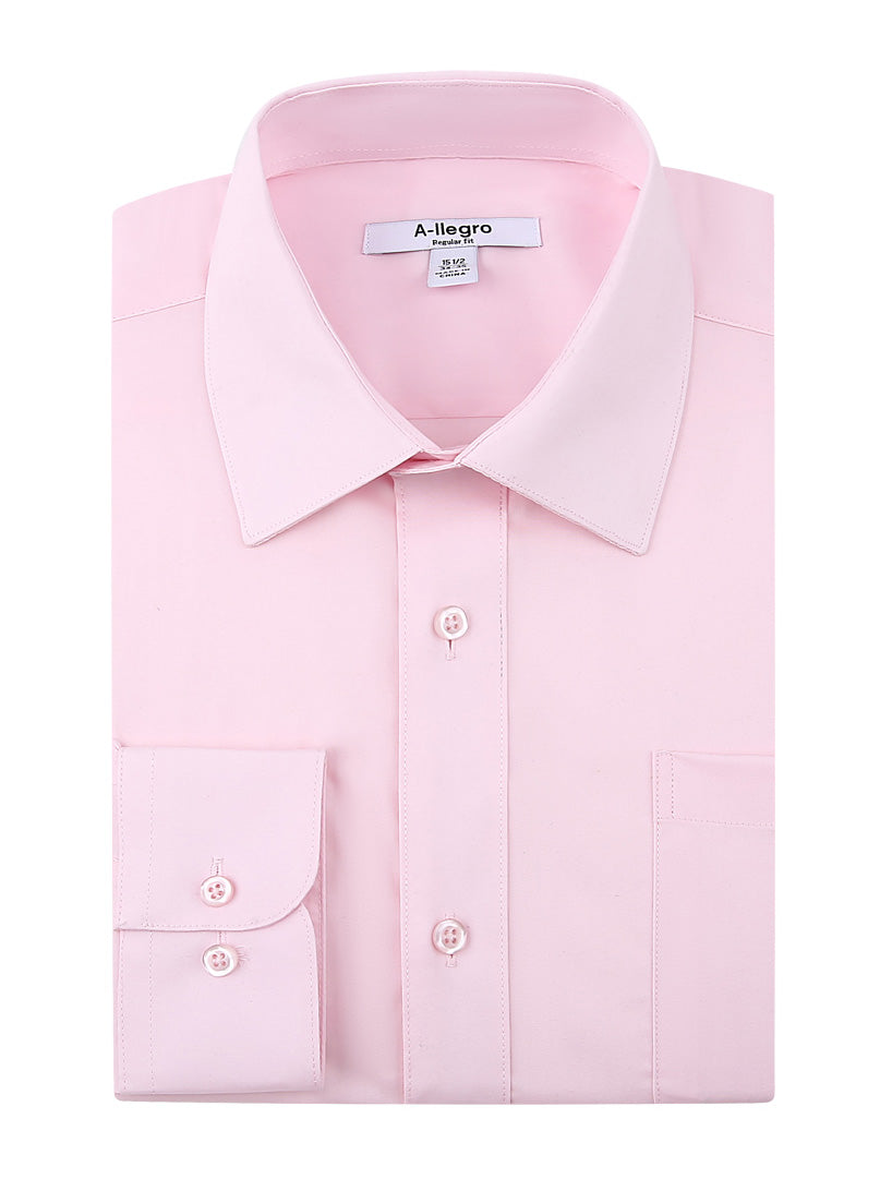 Classic Regular Fit Cotton Convertible Cuff Dress Shirt for Men - Pink - Size R S100 | Business Casual & Formal Wear | Office, Wedding & Special Occasions