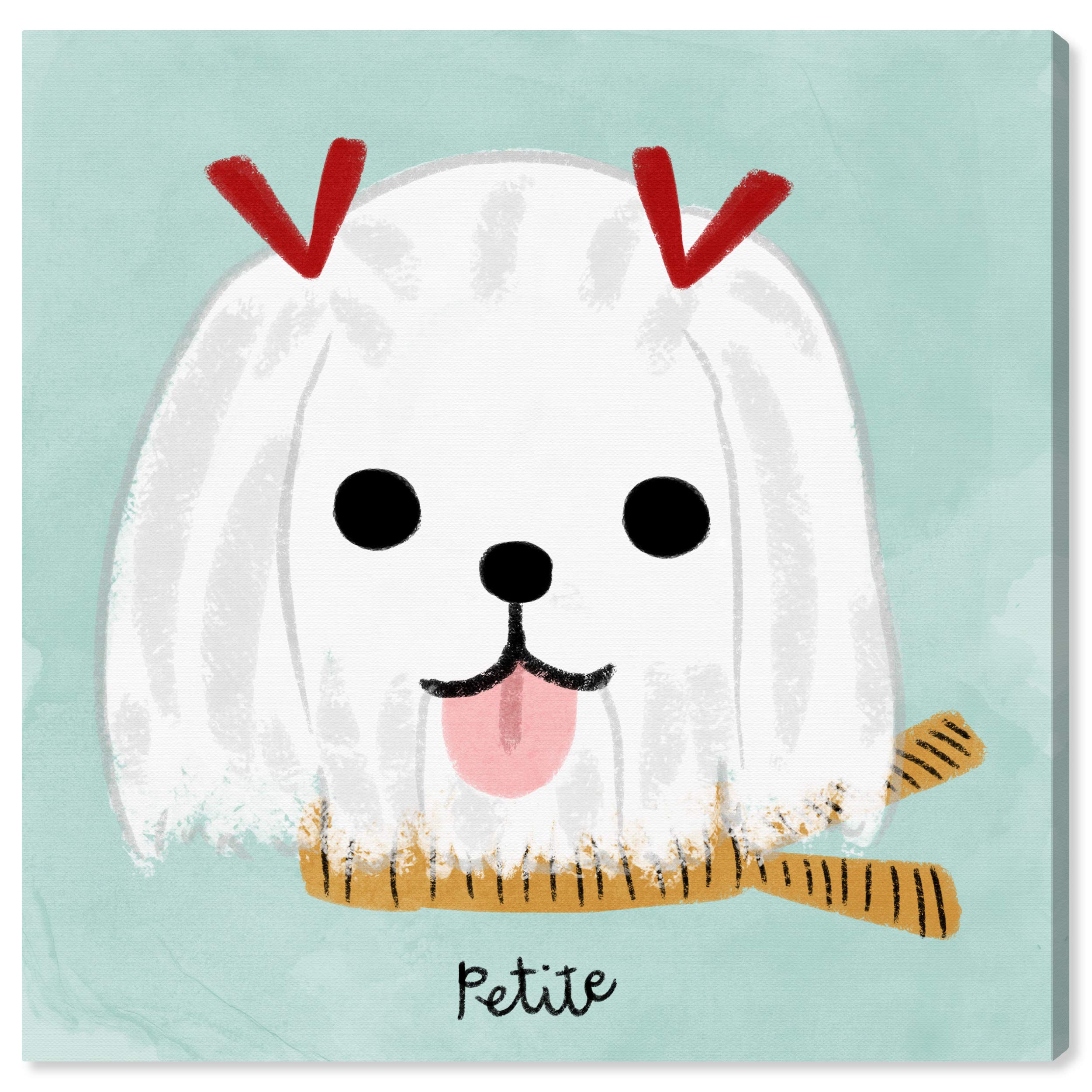 Oliver Gal Artist Co. 'Petite Maltese' Animal Wall Art Canvas Print - 30x30 Inch Green & White Modern Home Decor for Living Room, Bedroom, or Office