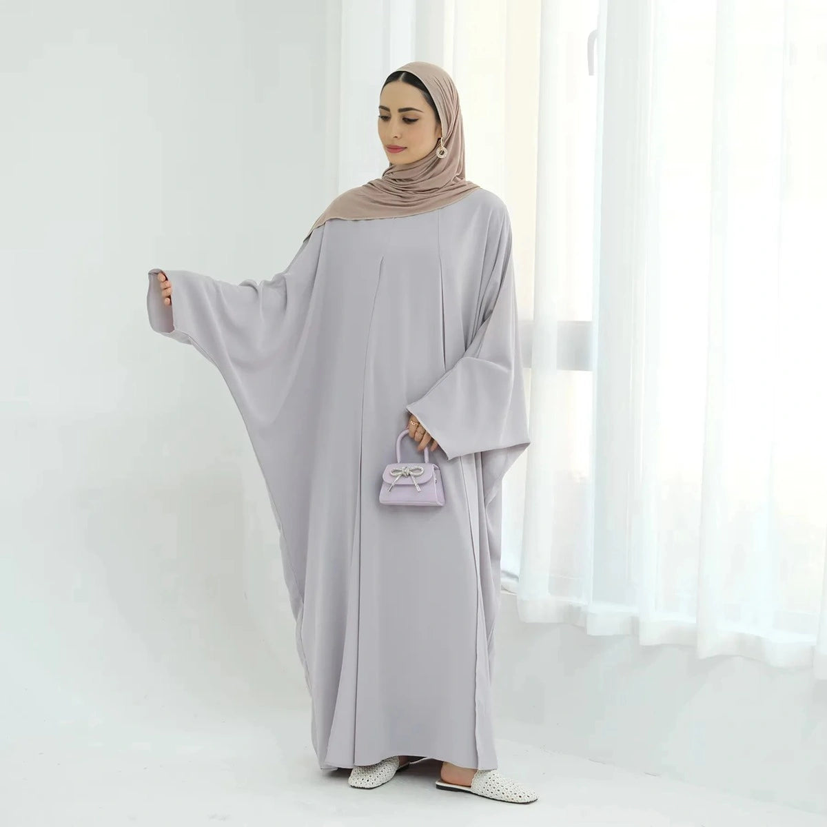 Elegant Splicing Type Nida Abaya Dress #24834 - Modest Islamic Women's Prayer Dress for Mosque & Special Occasions
