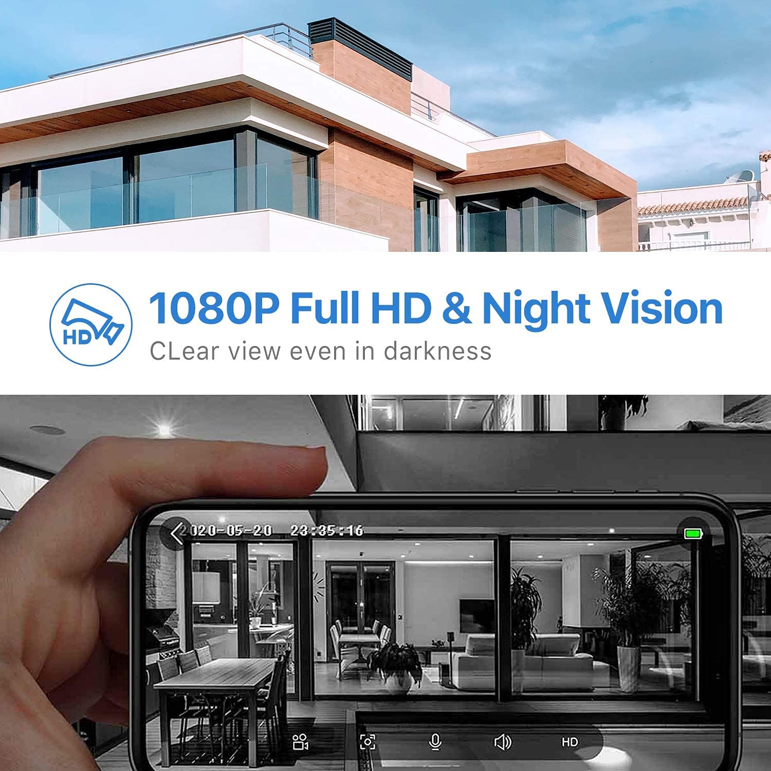 Smart WiFi Video Doorbell Camera 1080P HD - Wireless Security Camera with Motion Detection, Night Vision, 2-Way Audio & Local Storage - Works with Alexa & Google Home - Perfect for Home Security & Smart Home Monitoring