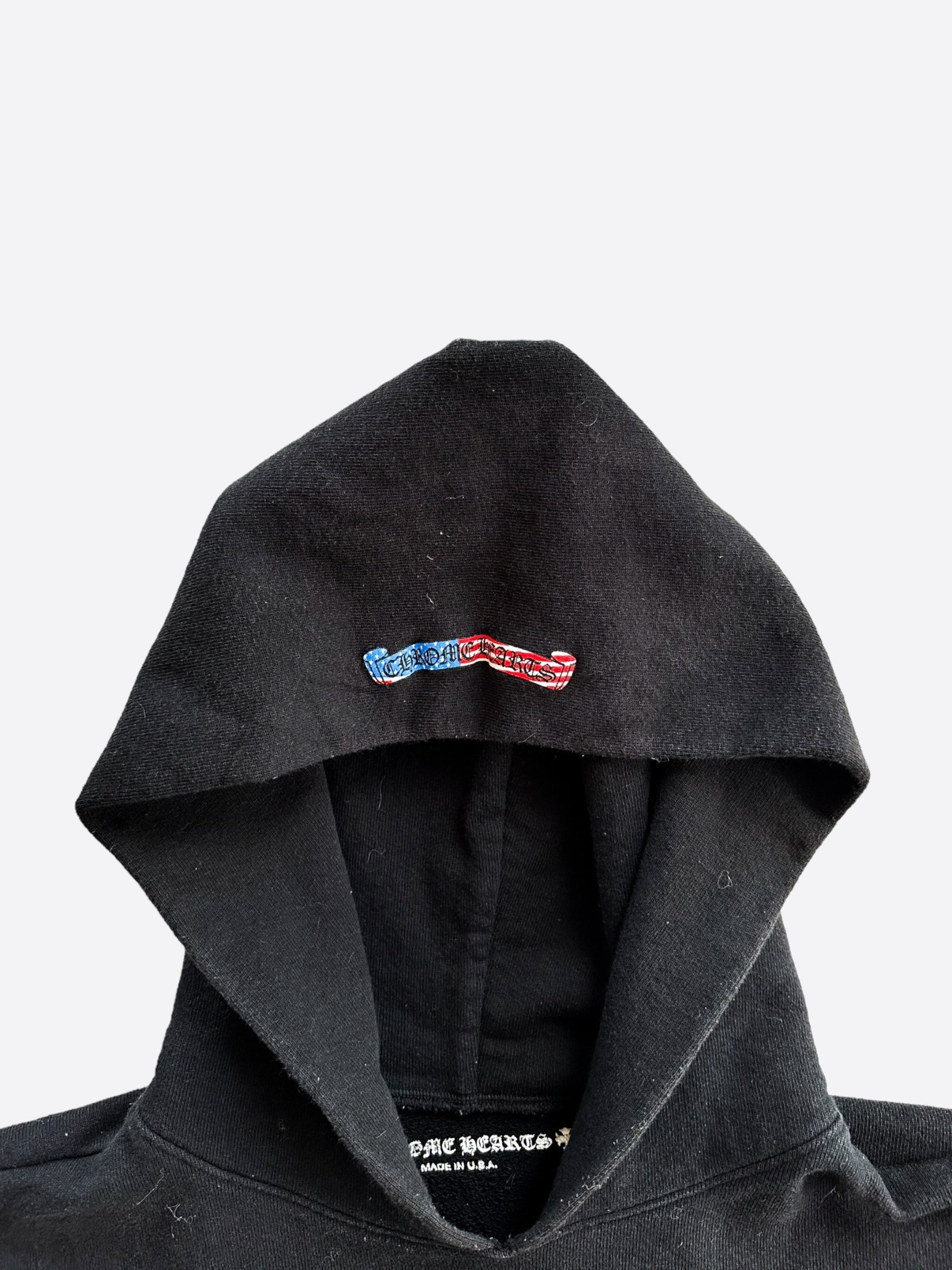 Chrome Hearts Black Hoodie with USA Flag Scroll Logo - Stylish Streetwear for Men & Women | Perfect for Casual Outfits, Urban Fashion, and Everyday Wear