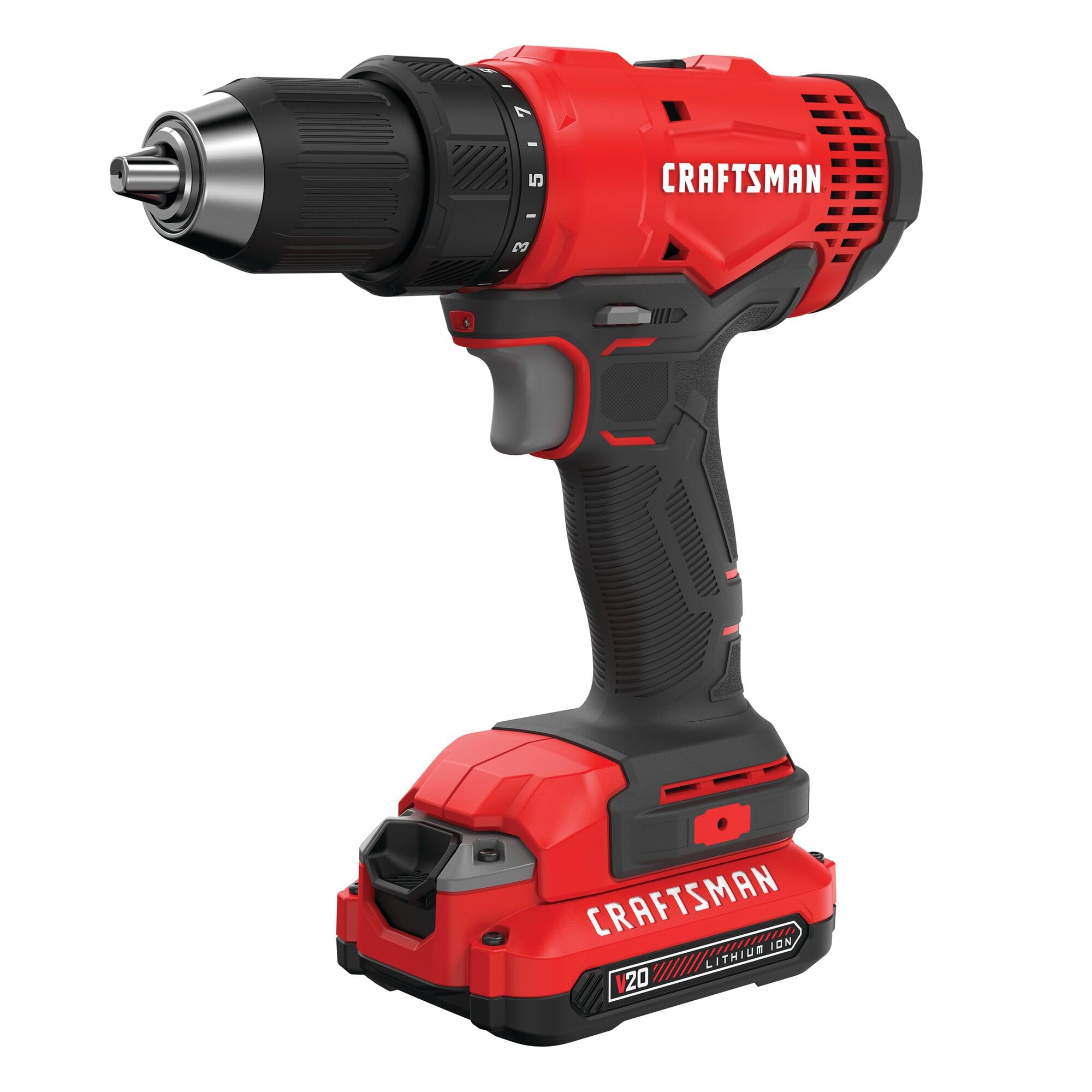 CRAFTSMAN V20 Cordless Drill/Driver Kit with 1/2 Inch Chuck, Includes Battery & Charger (CMCD701C2) - Perfect for DIY Projects, Home Repairs, and Professional Construction Work