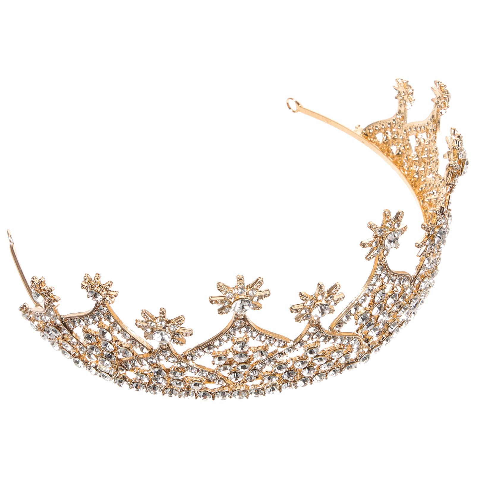 FELTECHELECTR Bridal Star Crown Diamond Tiara - Gold Wedding Headpiece for Women with Rhinestones, Alloy Bridal Hair Accessories for Weddings, Birthdays, Pageants & Special Occasions