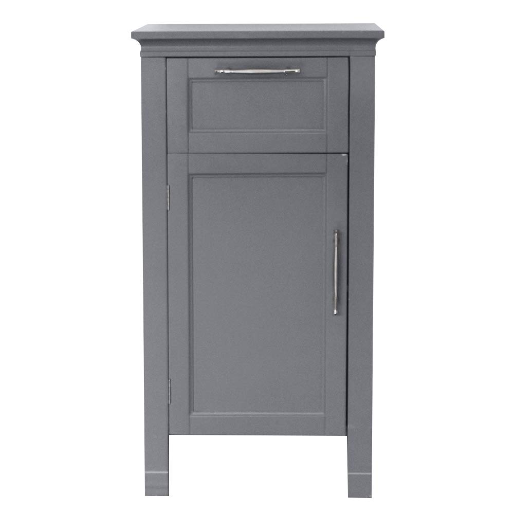 Wooden Bathroom Floor Cabinet - Free Standing Storage Organizer with Large Drawer & Door - Entryway, Living Room, Bedroom Side Cabinet - Gray | Perfect for Bath Essentials, Bedroom Storage & Entryway Organization