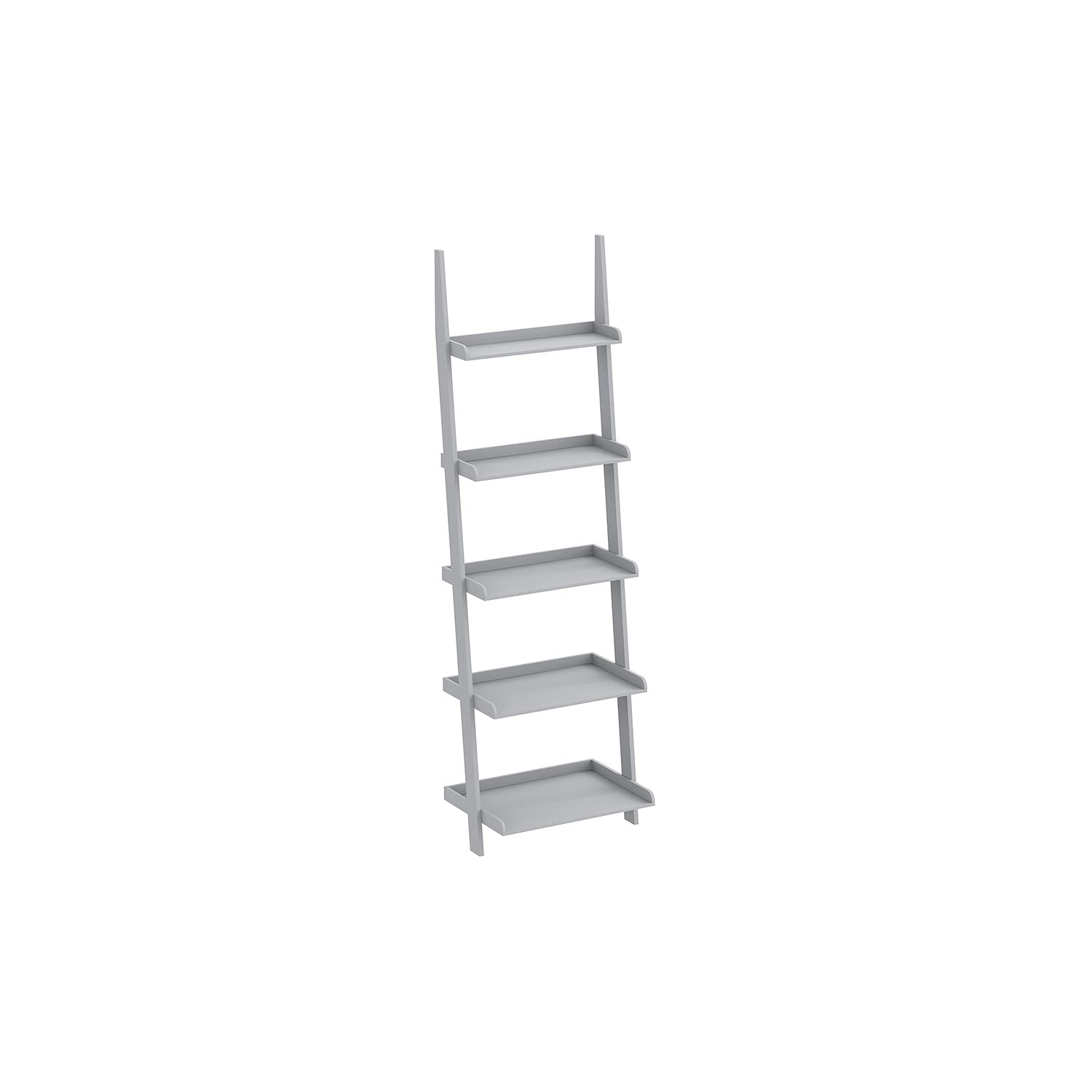 5-Tier Light Grey Wall Shelf with Borders - 70H Sturdy Storage for Living Room, Bedroom & Office Organization