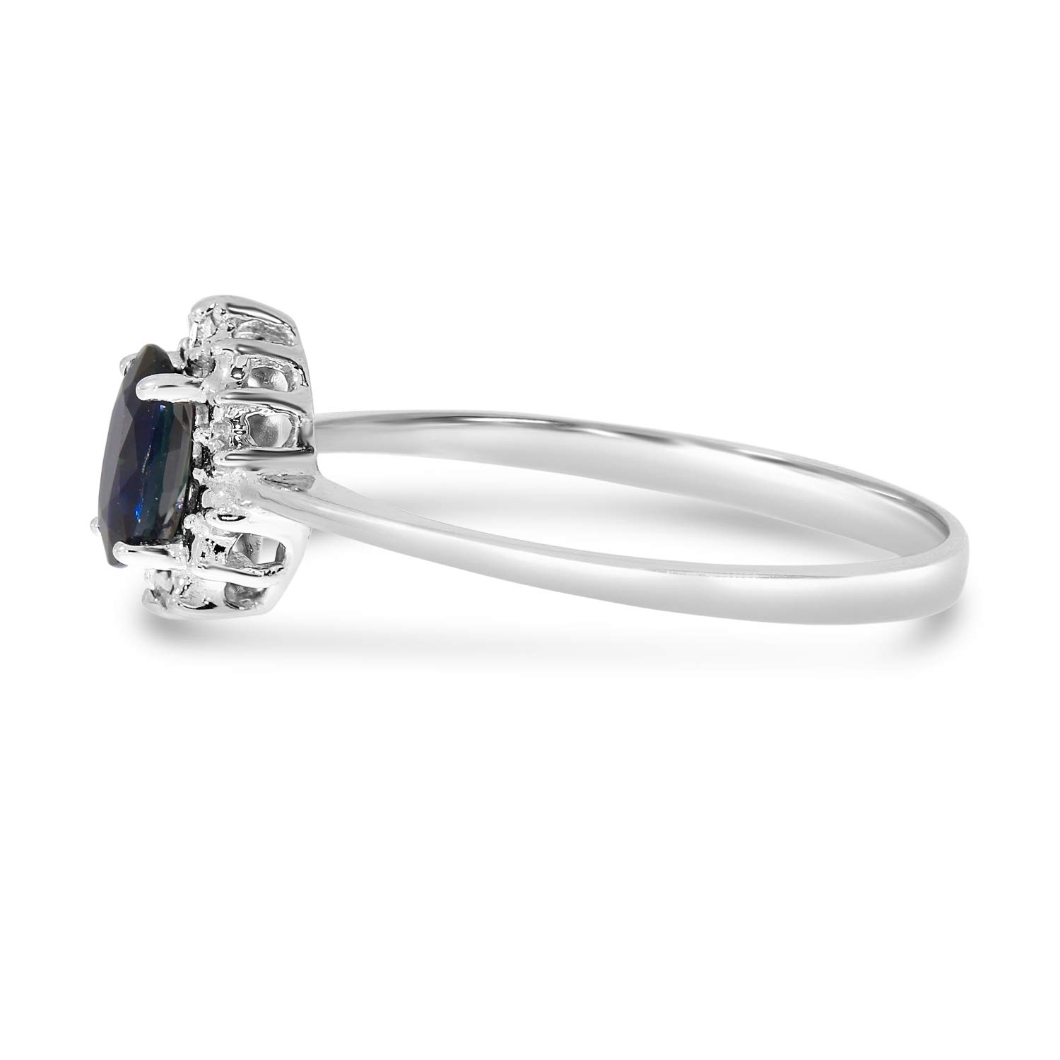 10K White Gold Oval Sapphire and Diamond Ring for Women - Elegant Engagement, Wedding, Anniversary Gift - Perfect for Proposals, Bridal Jewelry, and Special Occasions