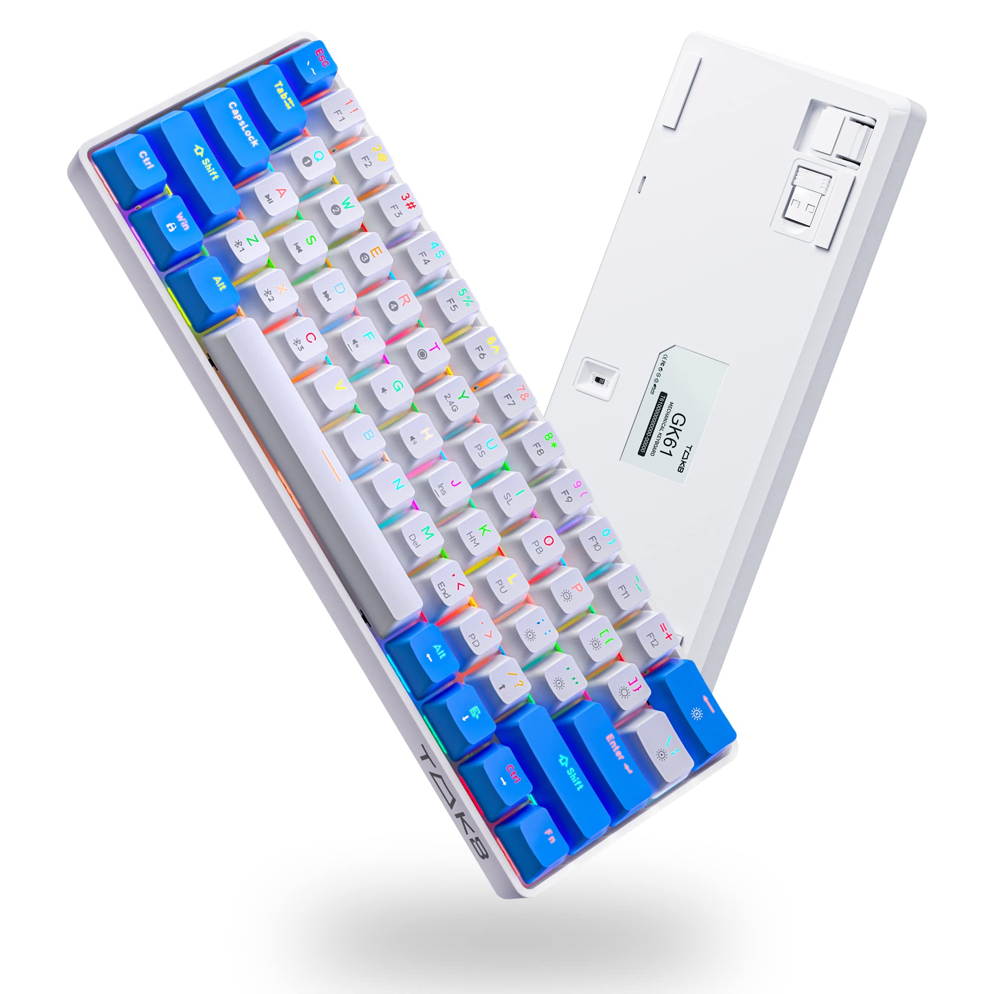 TMKB GK61 Wireless Mechanical Keyboard - RGB, Hot-Swappable, Waterproof for Gaming & Office