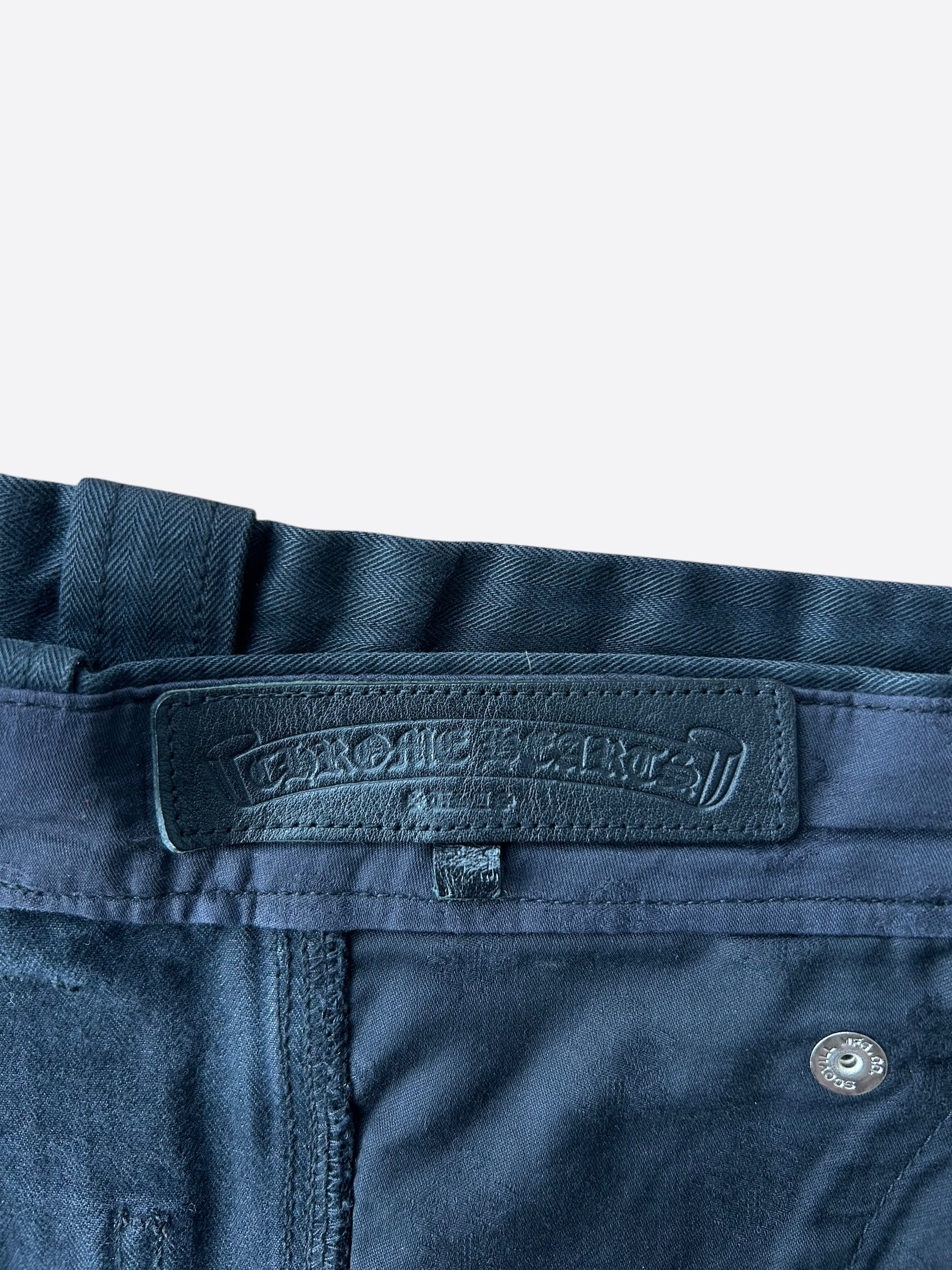 Chrome Hearts Black & White Carpenter Pants for Men - High Quality Denim Work Pants with Adjustable Waist - Perfect for Construction, Workwear & Street Style Fashion