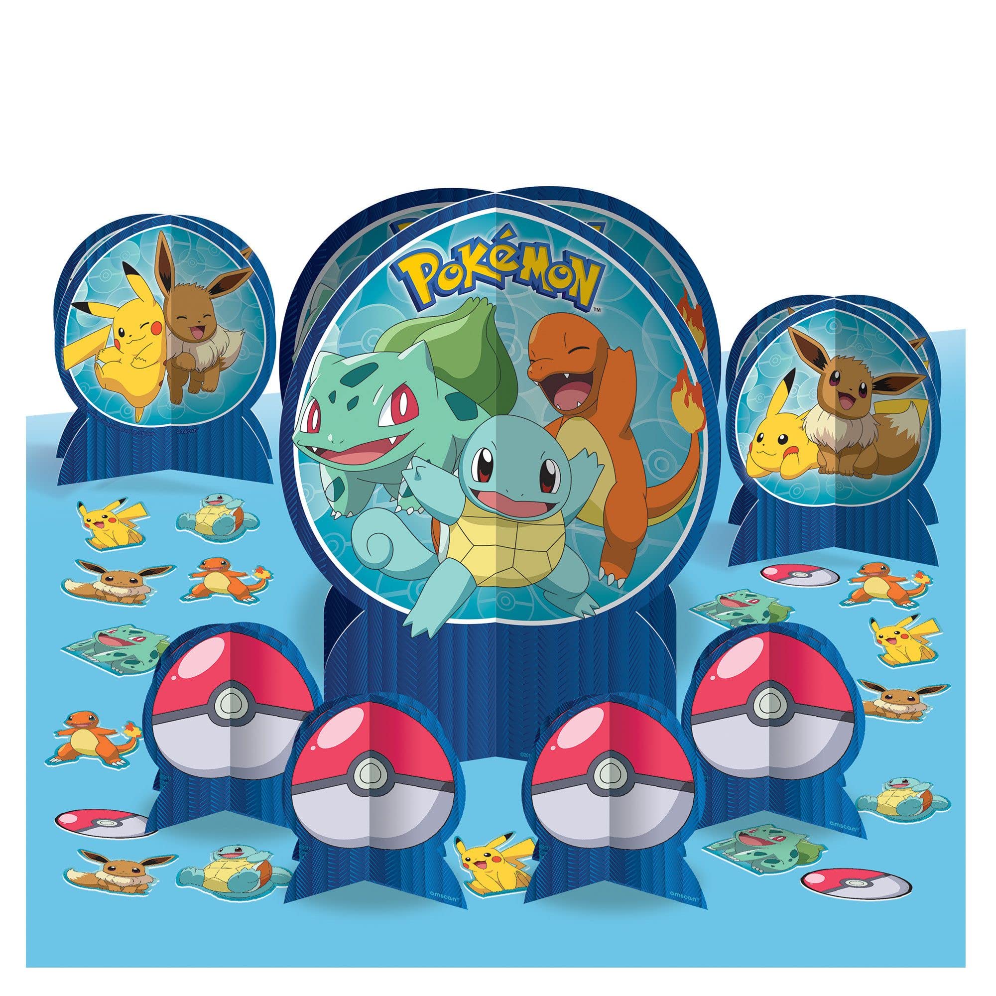 Pokémon Birthday Party Supplies & Decorations Set - Includes Banner, Swirls, Centerpiece, Candle Set for Kids' Themed Parties | Perfect for Pokémon Birthday Celebrations, Baby Showers & Game-Themed Events