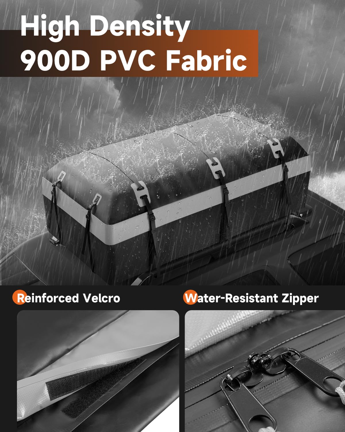 **30 Cubic Feet Car Rooftop Cargo Carrier Bag - Universal Soft-Shell Luggage Bag for All Vehicles (With/Without Racks) | Includes Luggage Lock, 2 Reinforced Straps, 6 Door Hooks & Anti-Slip Mat (Grey) - Perfect for Road Trips, Camping & Outdoor Adventures**