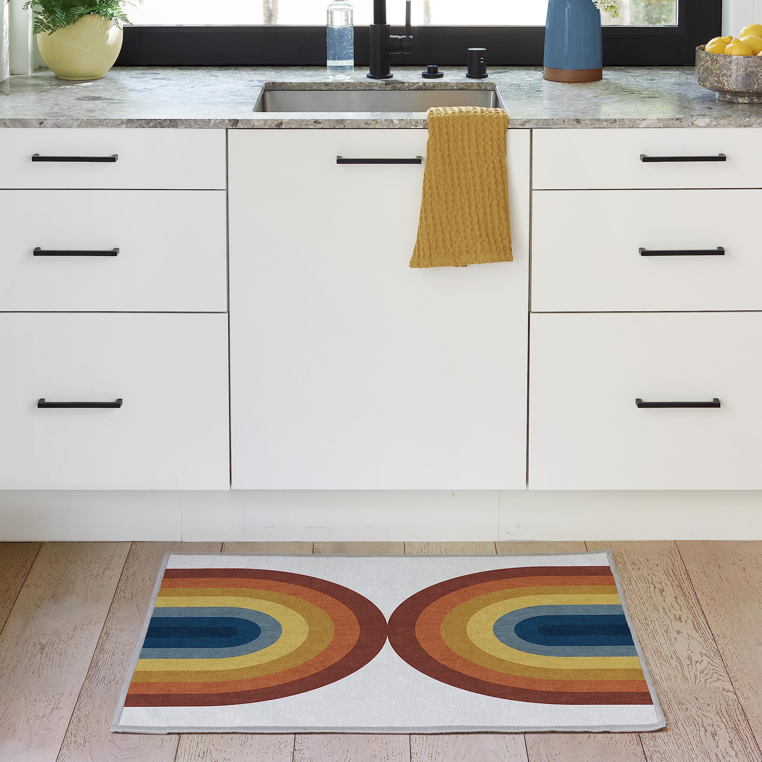 Ruggable Washable 2x3 Area Rug | Absida Rainbow Design | Non-Slip Gripper Pad | Premium Rainbow Rugs for Living Room, Bedroom, Kitchen, Office & Classroom | Perfect for Home Decor, Kids Play Area & High-Traffic Spaces