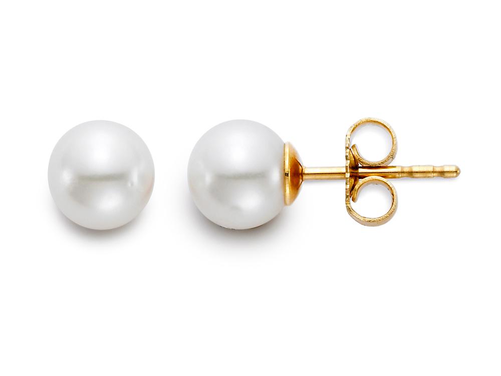 6.5mm AAA Grade Akoya Pearl 18K Yellow Gold Stud Earrings for Women - Perfect for Weddings, Parties & Everyday Elegance