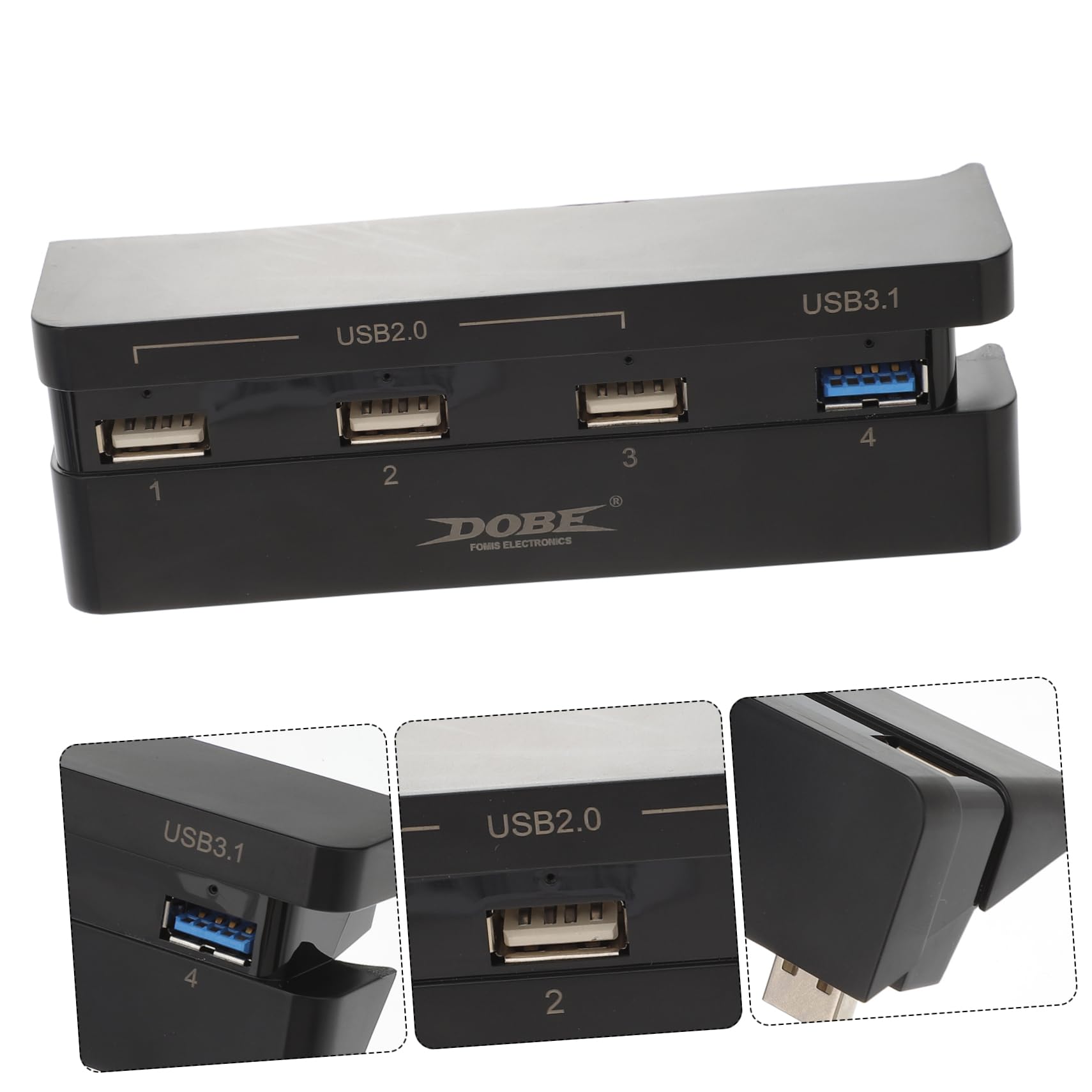 HOMSFOU 4-Port USB Hub Extender for Laptop & PC - High-Speed USB 3.0 Splitter with Universal ABS Case - Perfect for Home Office, Gaming & Multi-Device Charging