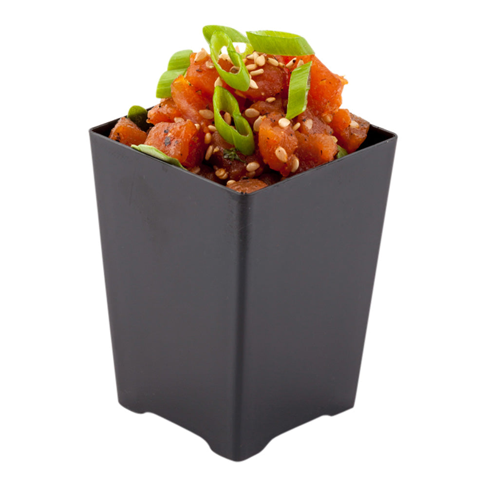 4 oz Square Black Plastic Tall Quadrato Cups - 2 x 2 3/4 x 2 Inches - Pack of 100 - Perfect for Coffee, Tea, and Dessert Serving at Cafes, Parties, and Events