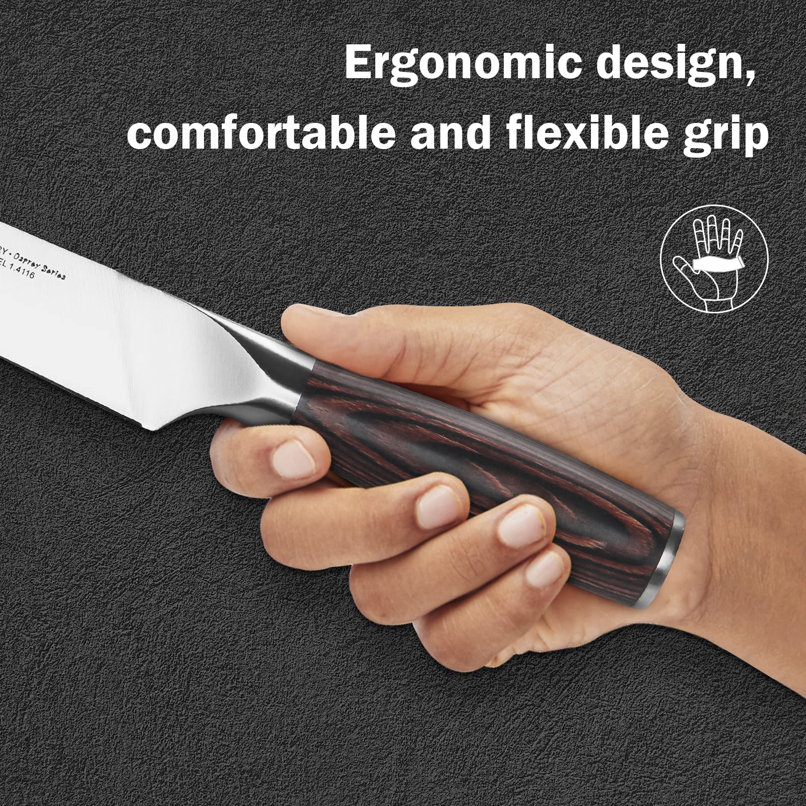 TUO 5-Inch Utility Knife - German High Carbon Stainless Steel Multi-Purpose Chef Knife for Meat, Vegetables & Fruits - Ergonomic Pakkawood Handle - Osprey Series with Gift Box - Perfect for Home Cooking, Camping, Hiking & Outdoor Adventures - Ideal for Kitchen Prep, BBQ, Picnics & Survival Gear - Great for Everyday Use, Professional Chefs, Campers & Outdoor Enthusiasts
