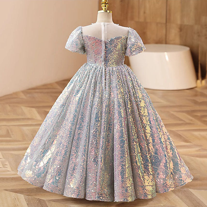 Elegant Baby Girls Puff Sleeve Princess Maxi Dress - Toddler Flower Girl Dress for Special Occasions, Birthday Parties & Photoshoots