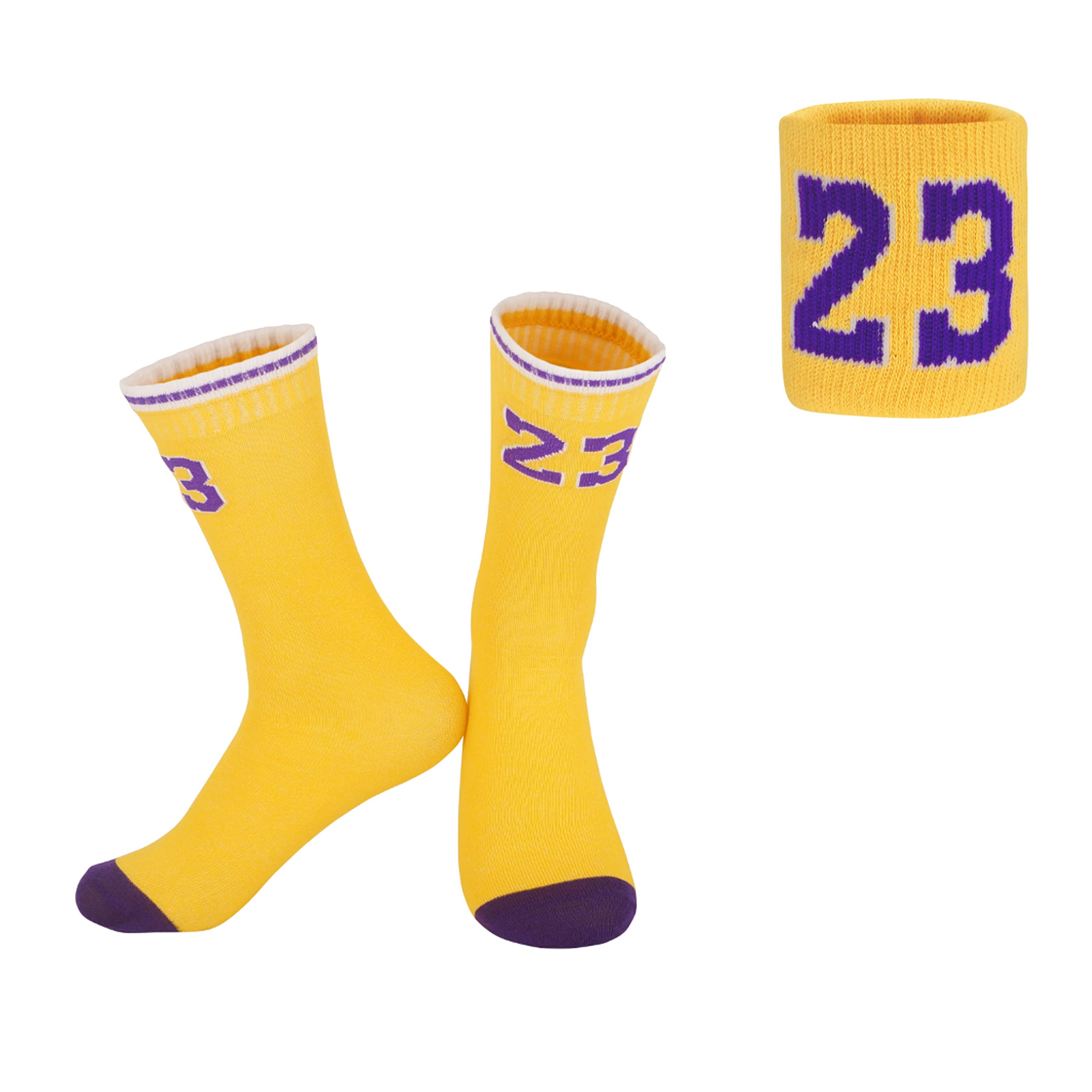 Elite Basketball Socks for Kids 6-13 with Wristband - Yellow for Sports & Training