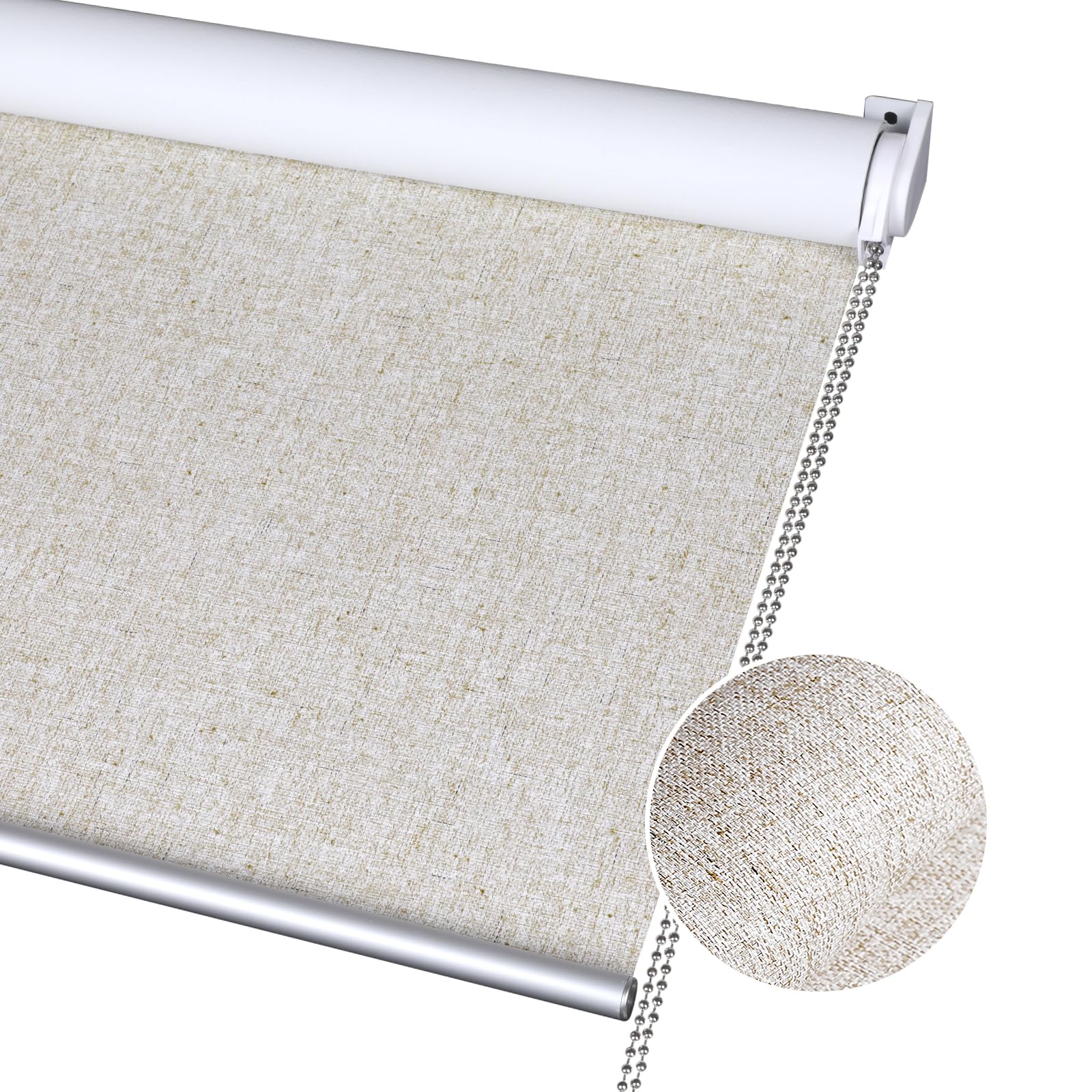 100% Blackout Roller Window Shades - Waterproof, Thermal Insulated & UV Protection Blinds for Home - Easy Install Beige 52