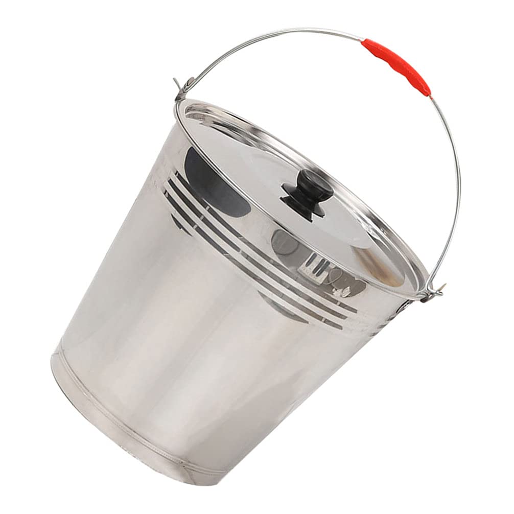 Stainless Steel Milk Pail with Lid & Handle - 5 Gallon Pasture Milk Bucket, Multi-Purpose Ice Bucket for Home, Garden, Bar & Farm Use - Perfect for Chilling Drinks, Storing Milk & Outdoor Gatherings