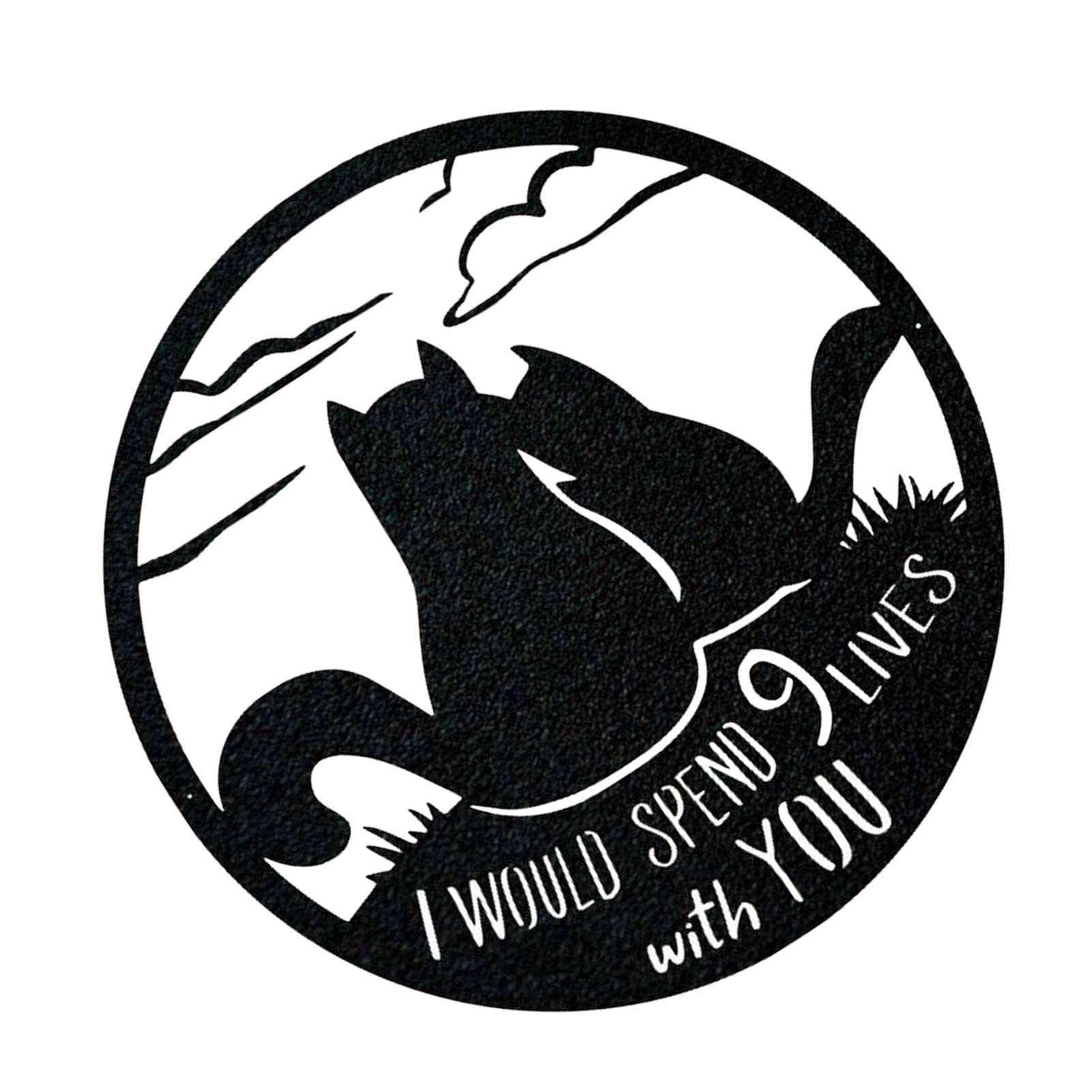 Black Metal Cat Wall Art - Outdoor & Kitchen Decor for Home
