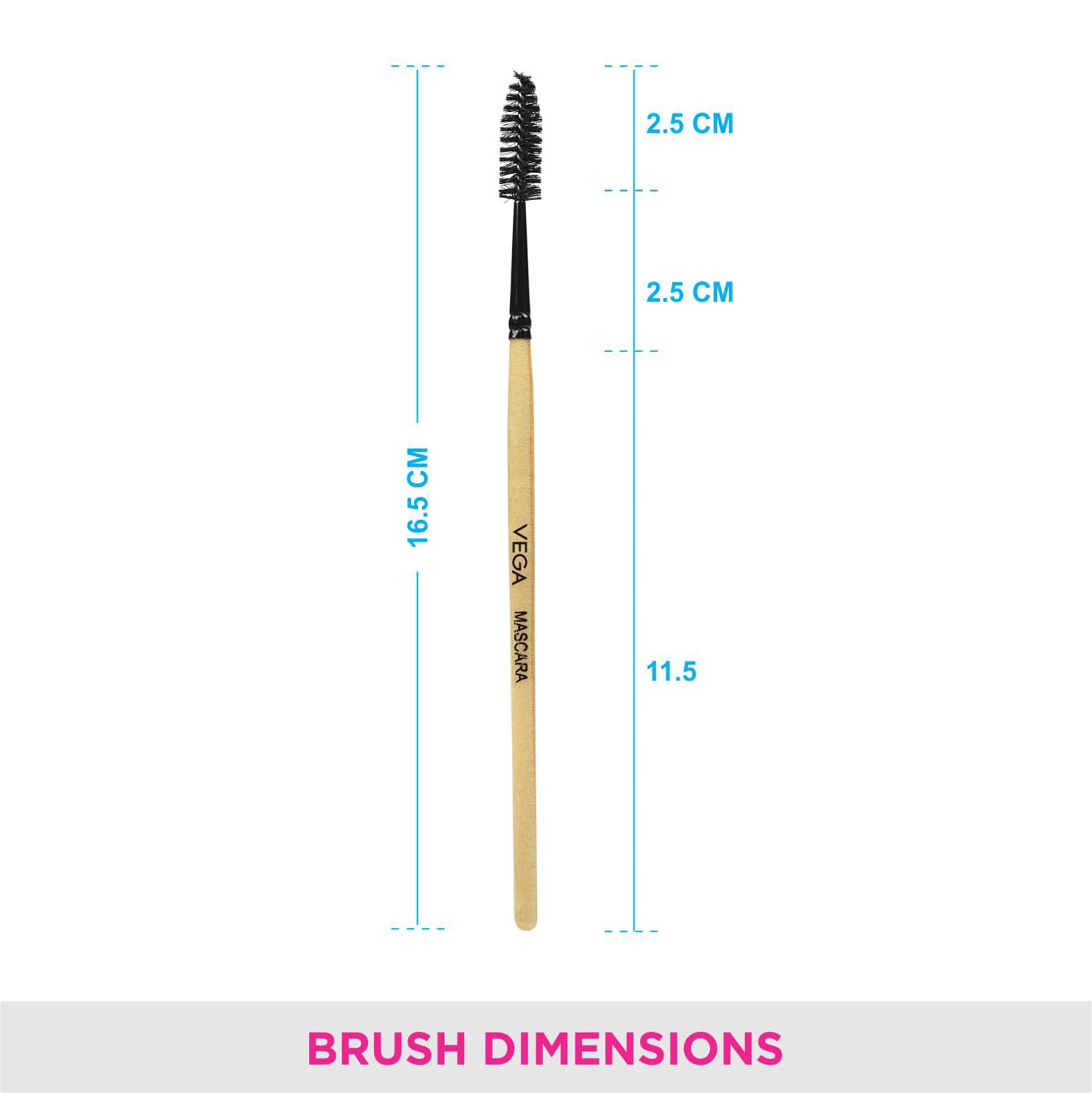 VEGA Mascara Brush - Waterproof & Smudge-Proof Brown Eyelash Brush for Natural Volume & Length - Perfect for Daily Makeup, Party & Special Occasions