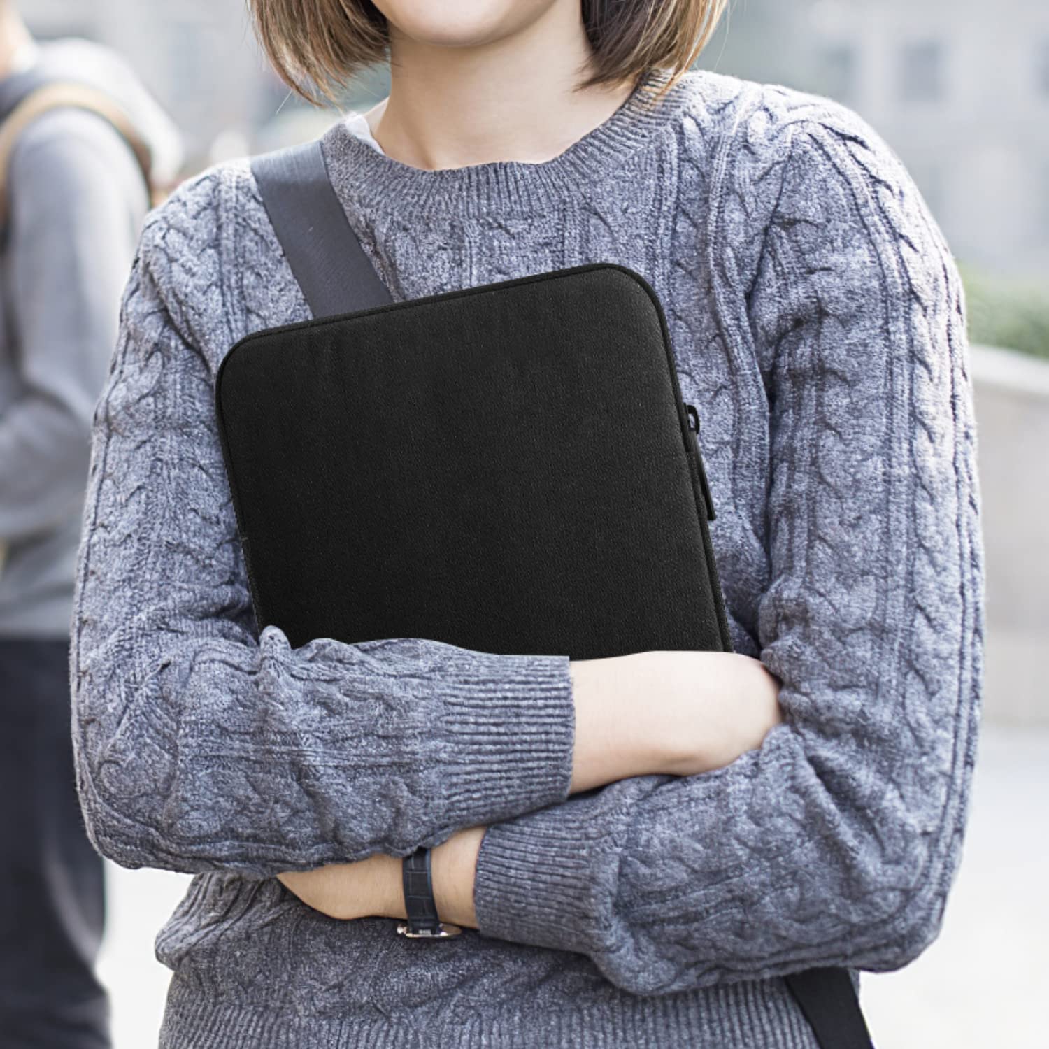 MoKo 13 Inch Tablet Sleeve Case - Compatible with iPad Air M3 2025, iPad Pro M4/Air M2 2024, iPad Pro 12.9, Galaxy Tab S8+/S9+ 12.4 - Protective Polyester Bag with Apple Pencil & Smart Keyboard Holder - Perfect for Travel, Work & School (Black)