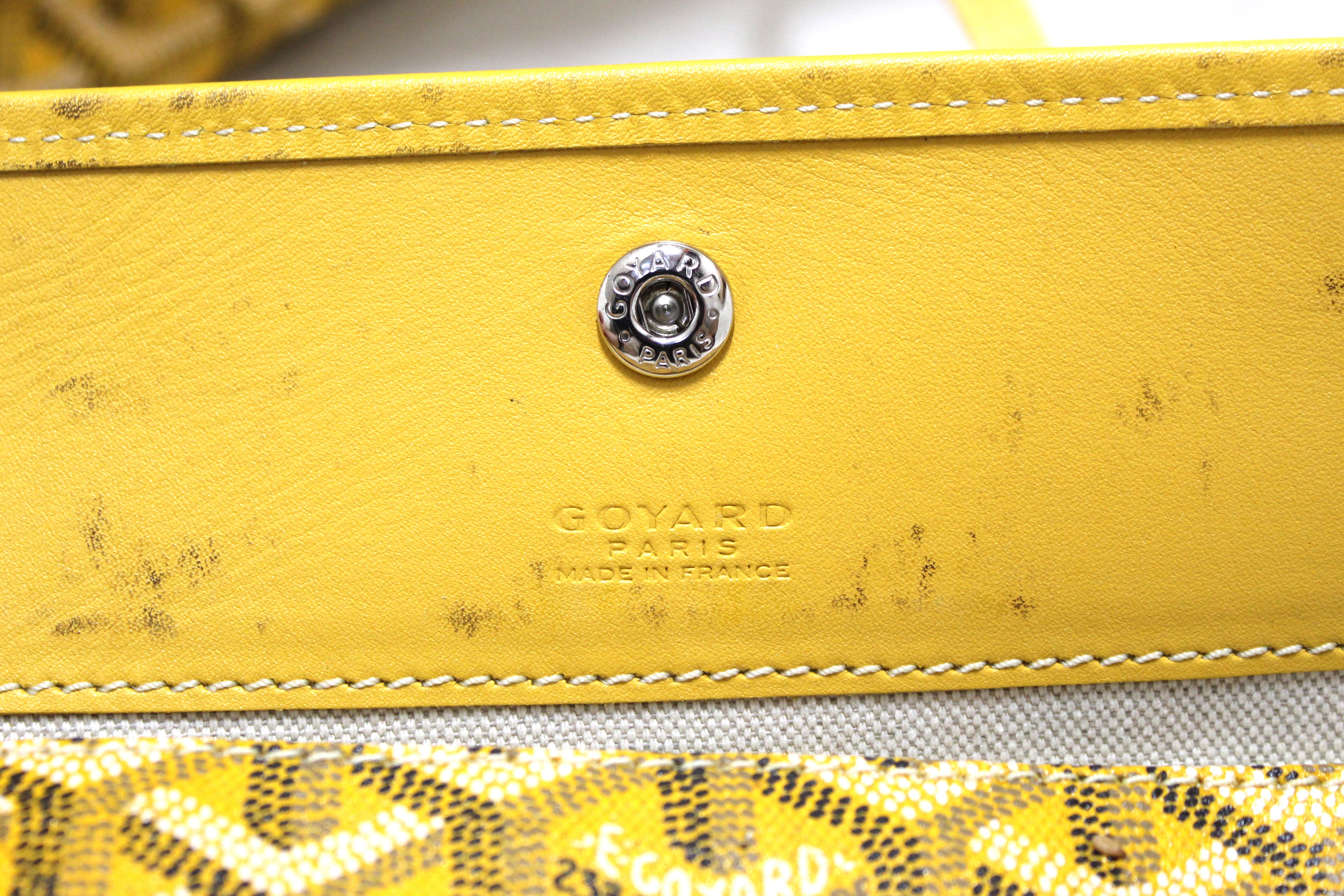 Authentic Goyard Yellow Chevron Print Coated Canvas St. Louis PM Tote Bag - Luxury Designer Handbag for Women, Perfect for Work, Travel & Everyday Use