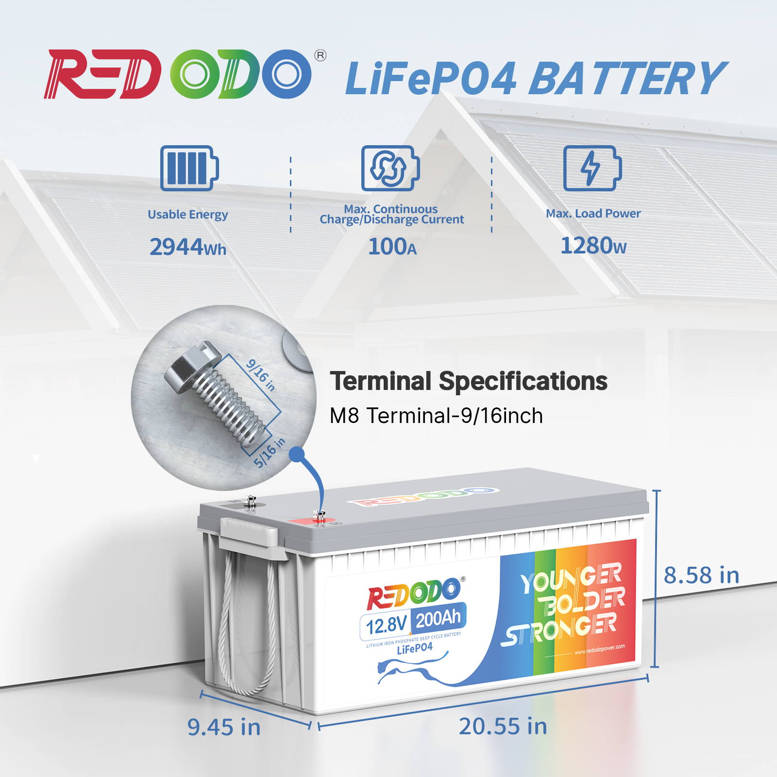 Redodo 12V 200Ah Pro (230Ah) LiFePO4 Deep Cycle Battery | 2.944kWh & 1.28kW Power | Perfect for RV, Marine, Solar & Off-Grid Energy Storage
