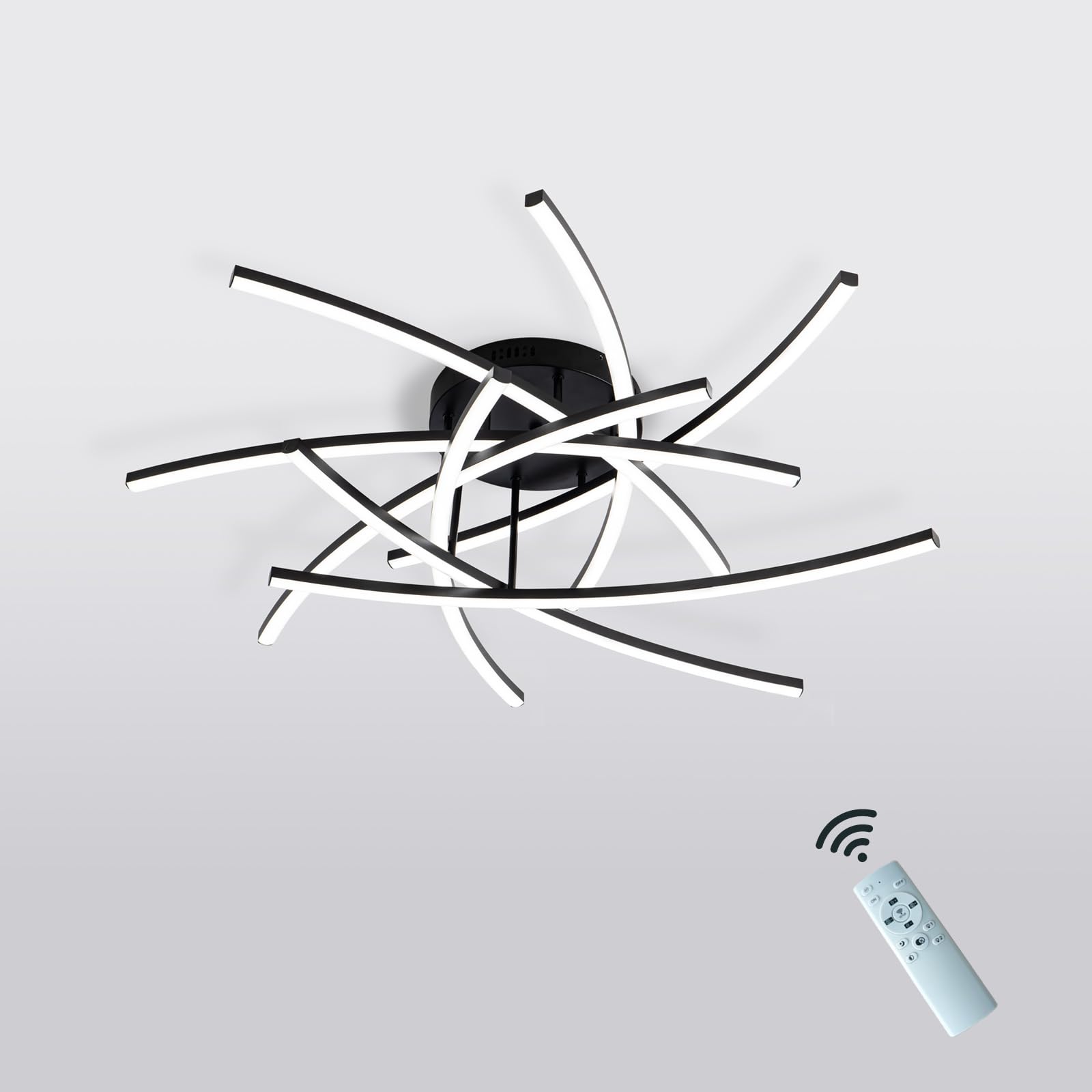 Modern Sputnik LED Ceiling Light Fixture 37 Inch - Dimmable Flush Mount with Remote Control - Energy Saving Chandelier for Living Room, Dining Room, Kitchen, Bedroom - Perfect for Home Decor & Ambient Lighting