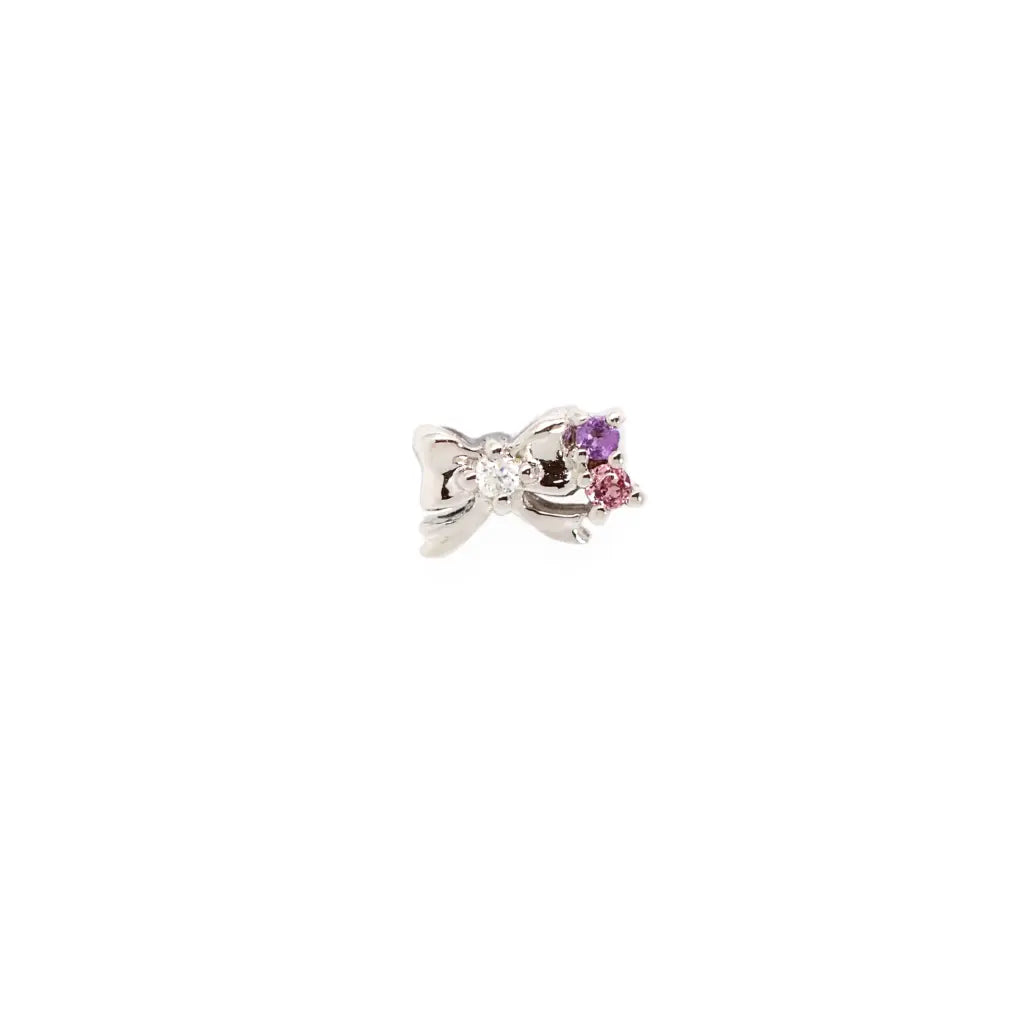 14KT Solid Gold Ribbon Sparkle Threaded Labret Earring - Dainty Cartilage Hoop Earrings for Women, Elegant Helix Piercing Jewelry - Perfect for Everyday Wear & Special Occasions