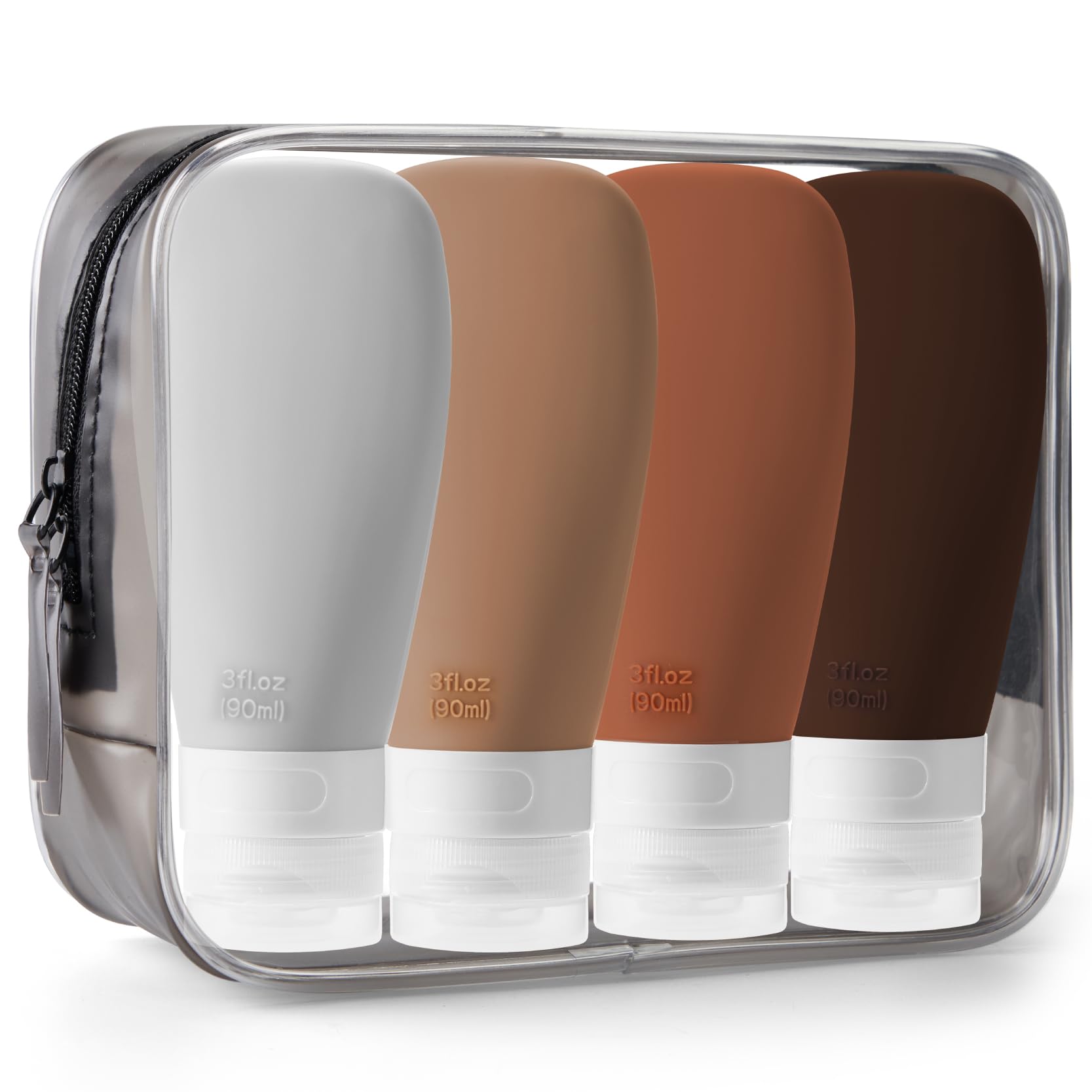 INSFIT 4-Pack TSA Approved Leak Proof Travel Bottles - BPA Free Refillable Toiletry Containers for Shampoo, Body Wash & Liquids | Portable Travel Accessories for Vacation, Gym & Business Trips