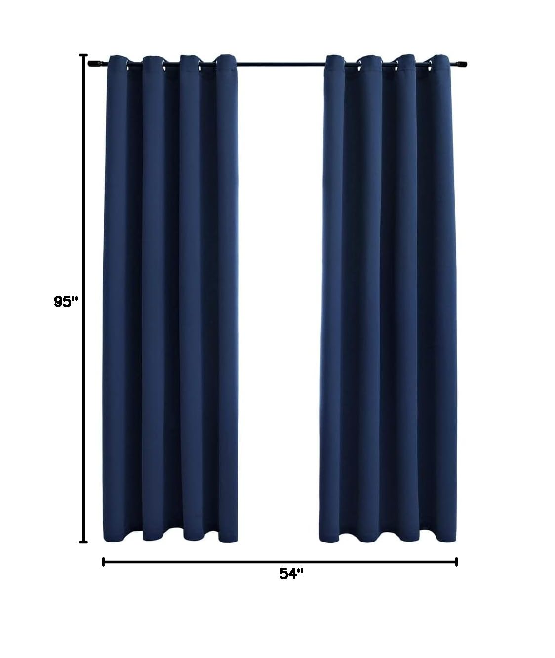 Blackout Curtains with Rings - 2 Panels Navy Blue 54x95 Inch Thermal Insulated Room Darkening Drapes for Bedroom, Living Room & Nursery - Noise Reducing & Energy Efficient Window Treatments
