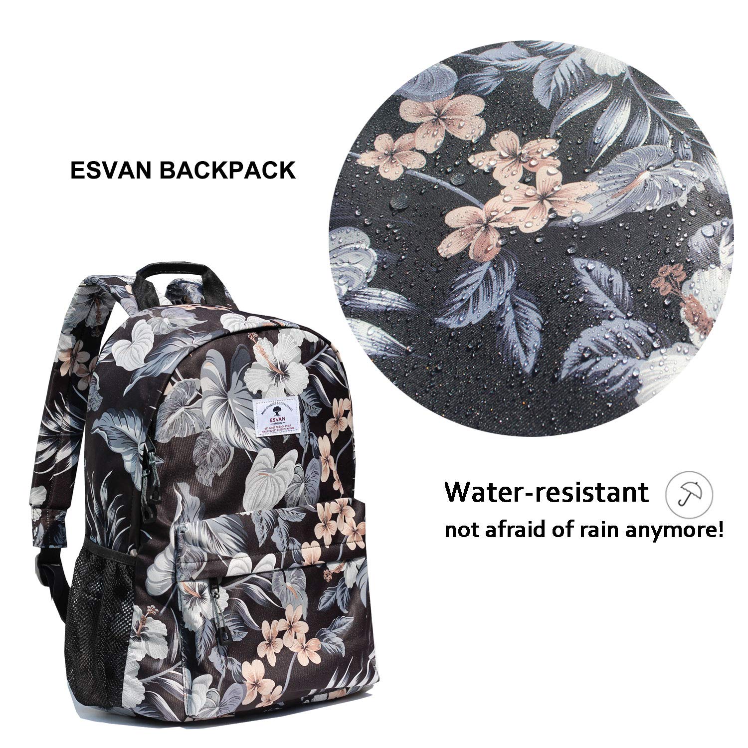 Floral Leaf Waterproof Travel Backpack - Lightweight Gym Hiking Backpack for Women & Men - Perfect for Yoga, Beach, Shopping & Outdoor Adventures