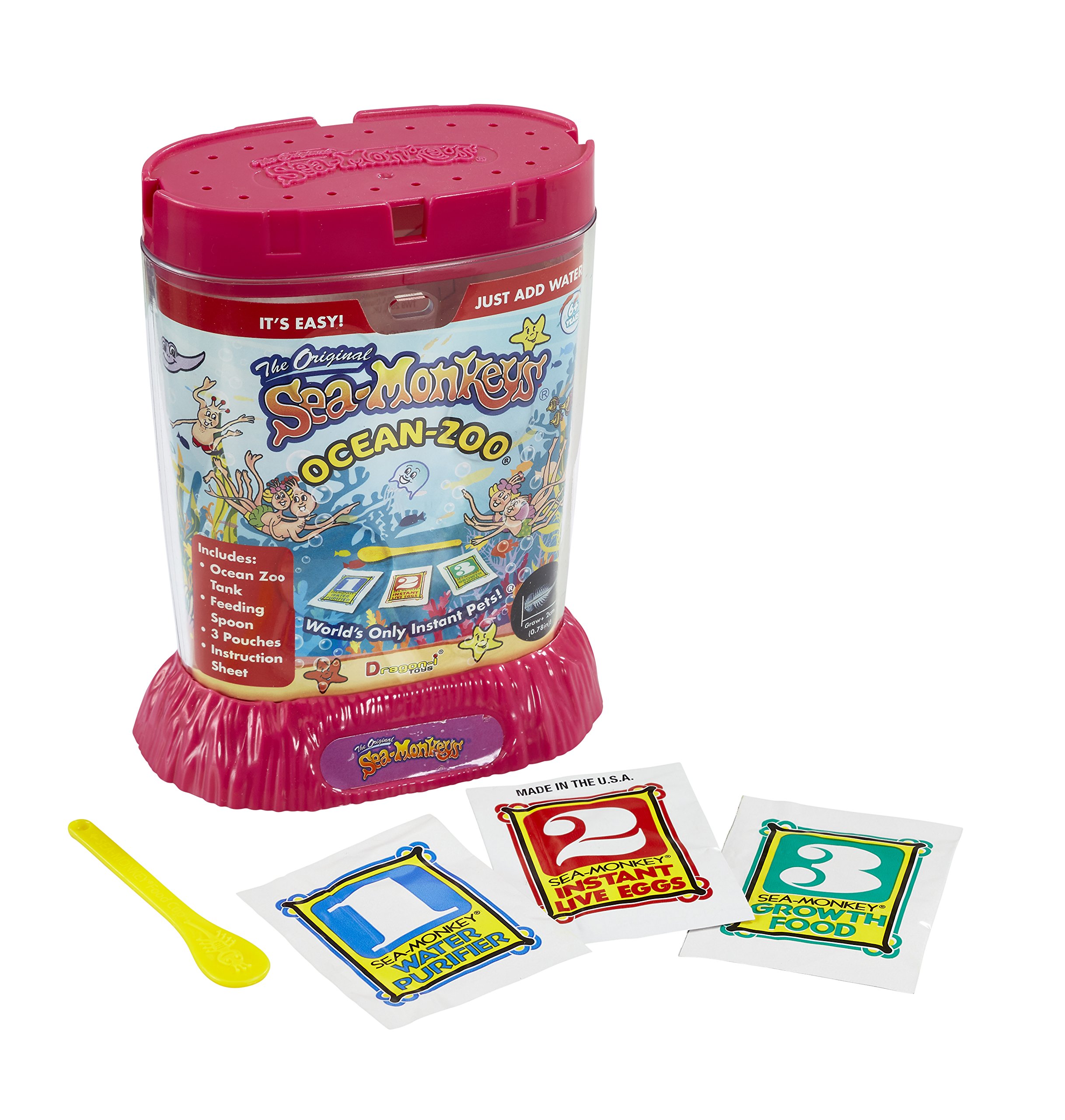 BANDAI Original Sea Monkeys Ocean Zoo Kit - Grow Your Own Aquatic Pets with Eggs, Food & Water Purifier - Fun Science Experiment for Kids & Adults - Perfect for Home, Classroom & STEM Learning Activities