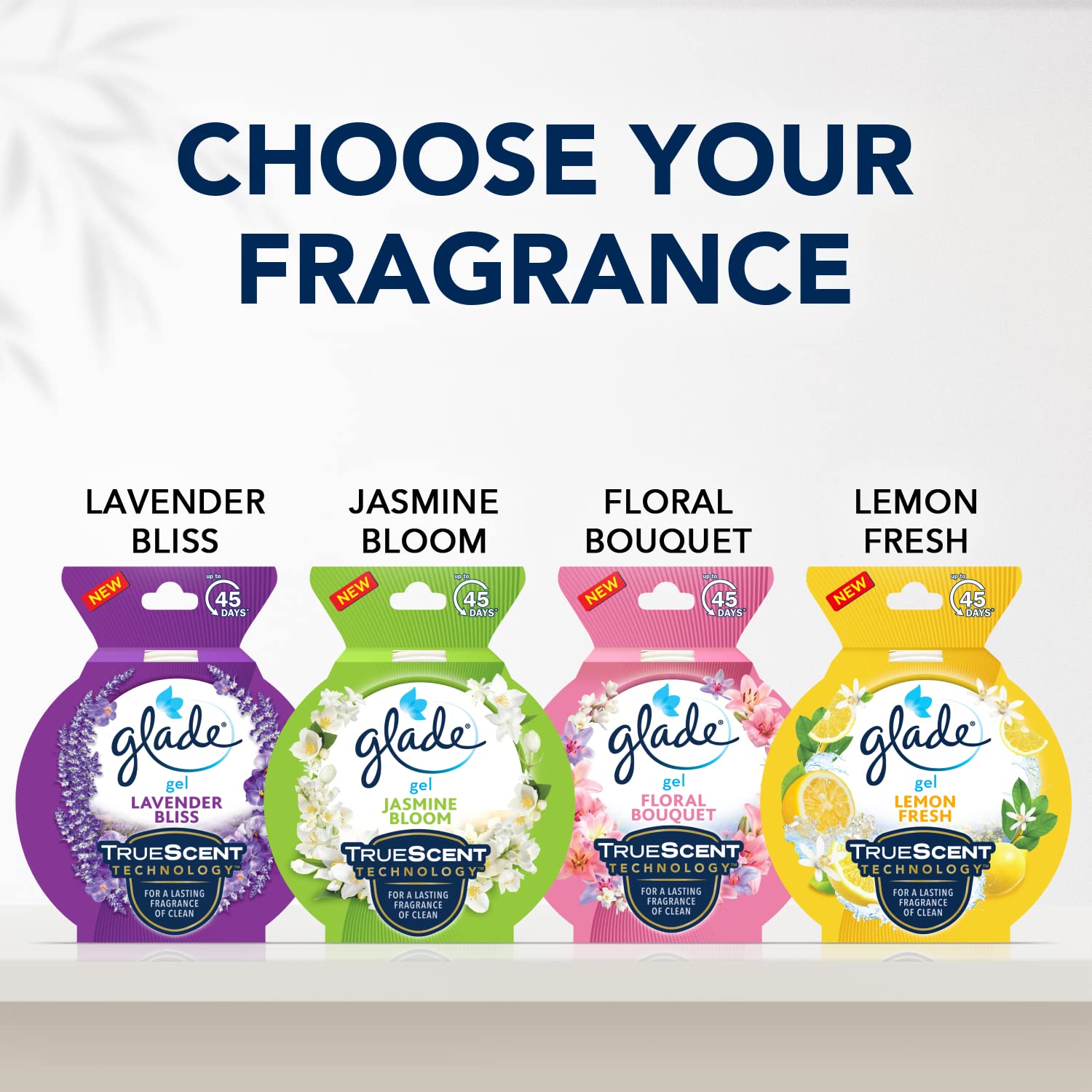 Glade Wild Lavender Gel Air Freshener - 75g (2.65oz) | Long-Lasting Fragrance for Home, Office, Bathroom & Car | Eliminates Odors Naturally