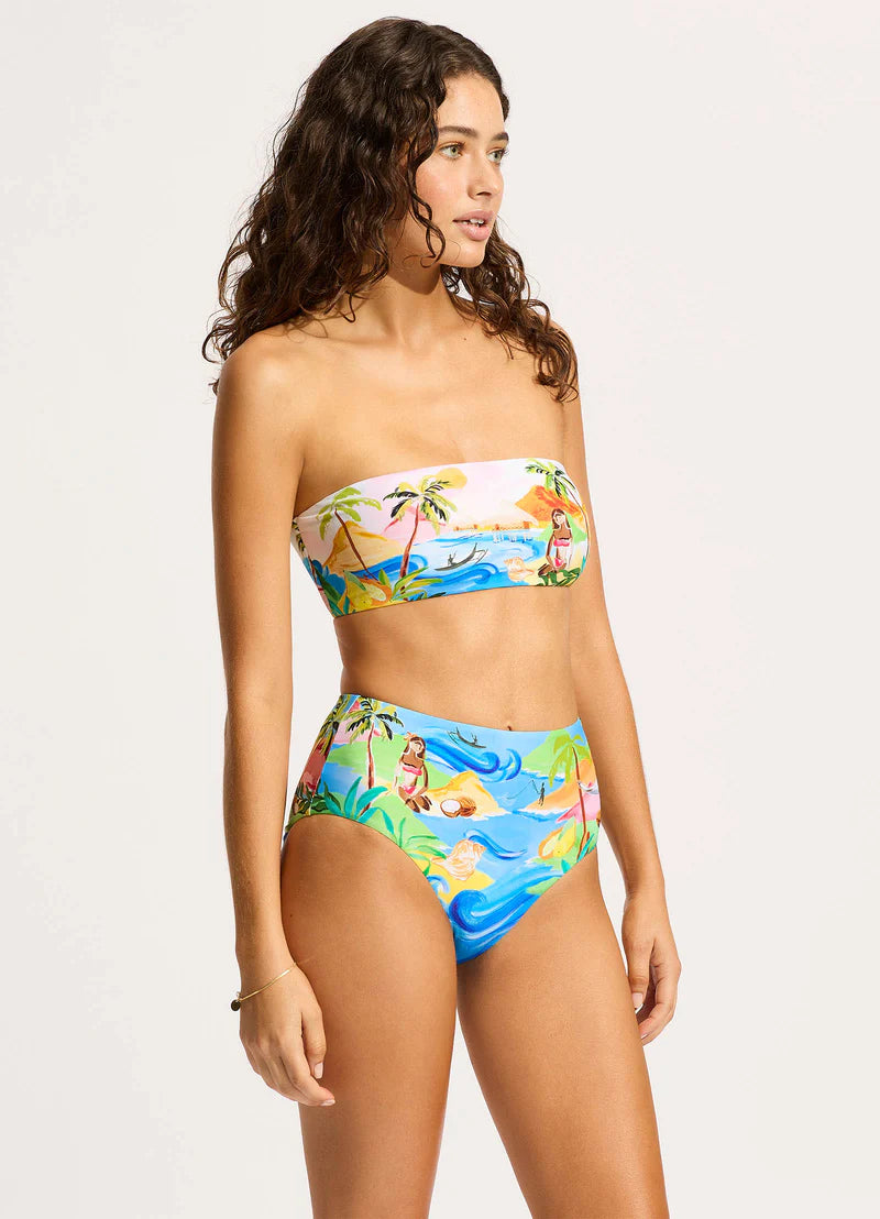 Seafolly South Pacific Bandeau Bikini Top - Turquoise Blue Swimwear for Women | Perfect for Beach Vacations, Pool Parties & Summer Getaways