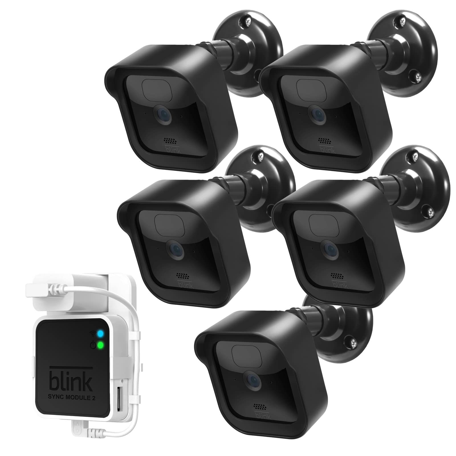 Blink Outdoor Camera Wall Mount - Weatherproof, 360° Adjustable Security Camera Mount with Sync Module 2 - Compatible with Blink Outdoor Camera System (5-Pack, Black) - Ideal for Home Security, Garage & Backyard Surveillance