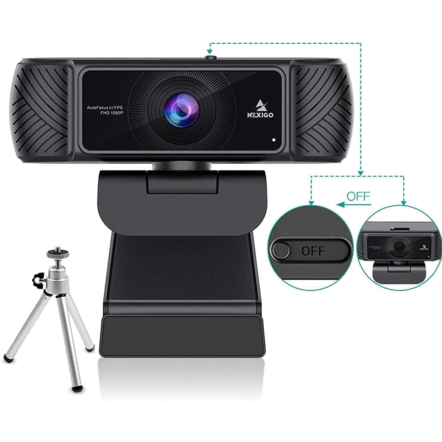 NexiGo N680P 1080P HD Webcam with 60fps, Autofocus & Built-in Microphone - Perfect for Zoom Meetings, Online Classes, Live Streaming & Video Conferencing