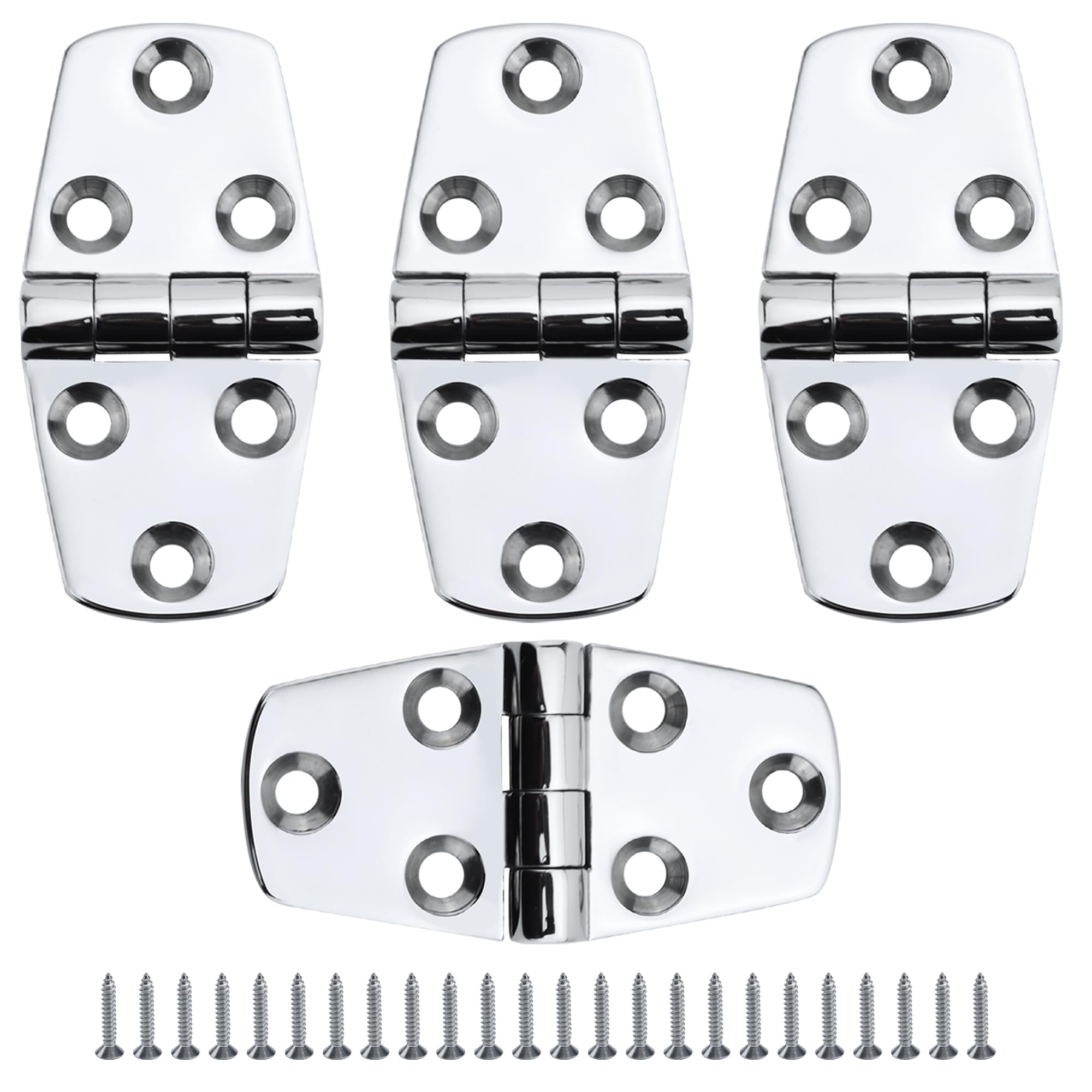 316 Stainless Steel Marine Grade Boat Hinges - Heavy Duty Casting Hatch Hinge 2/4 Pack with Screws for Boat, Yacht, RV, Cabinet, Door & Window (3 inch/4 inch) - Perfect for Marine, Outdoor & Home Improvement Projects