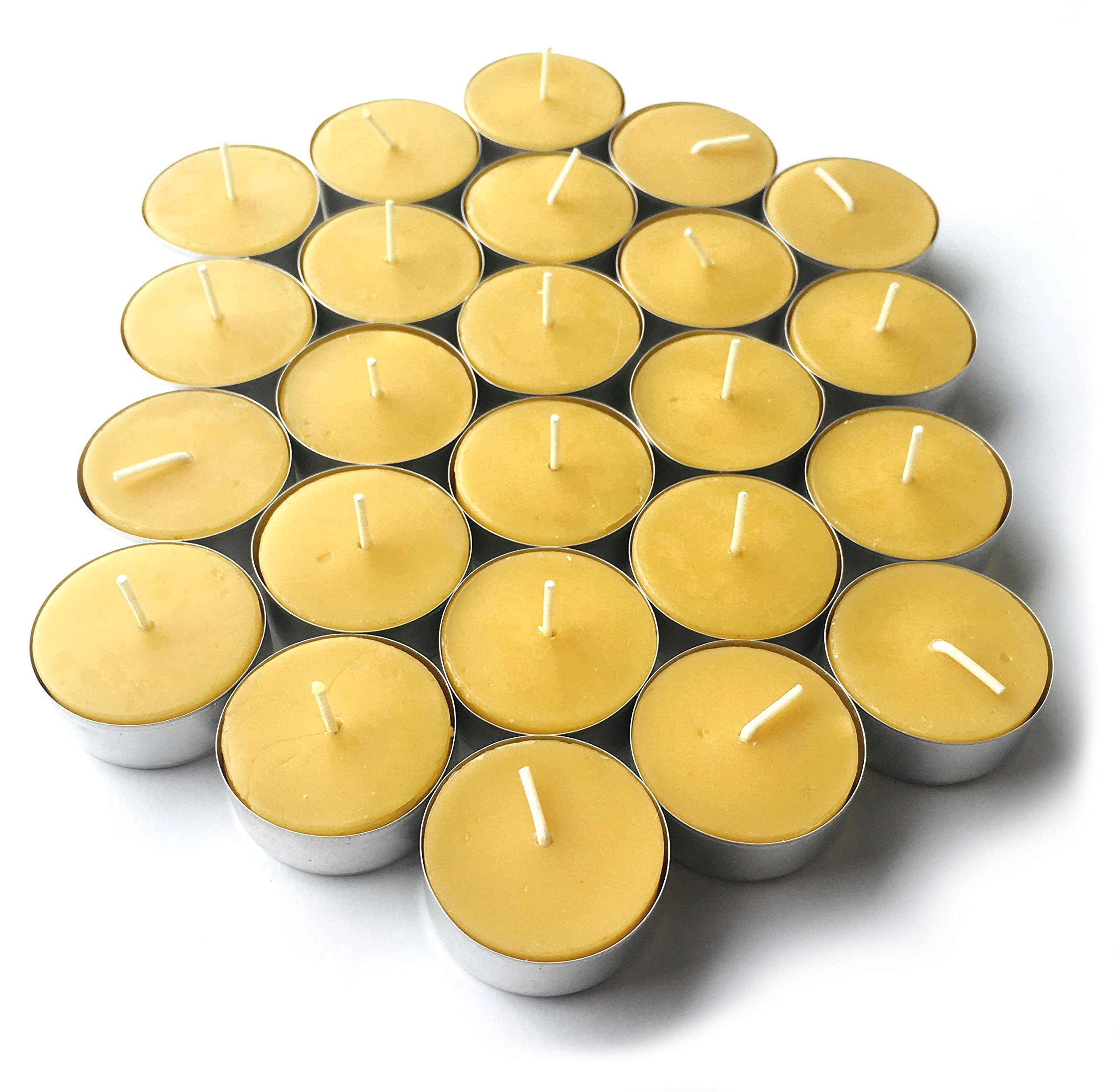 BeeTheLight 100% Pure Beeswax Tea Light Candles - Handmade Unscented Tealights with Natural Honey Scent - 4 Hour Burn Time - Perfect for Romantic Dinners, Spa Relaxation & Home Decor